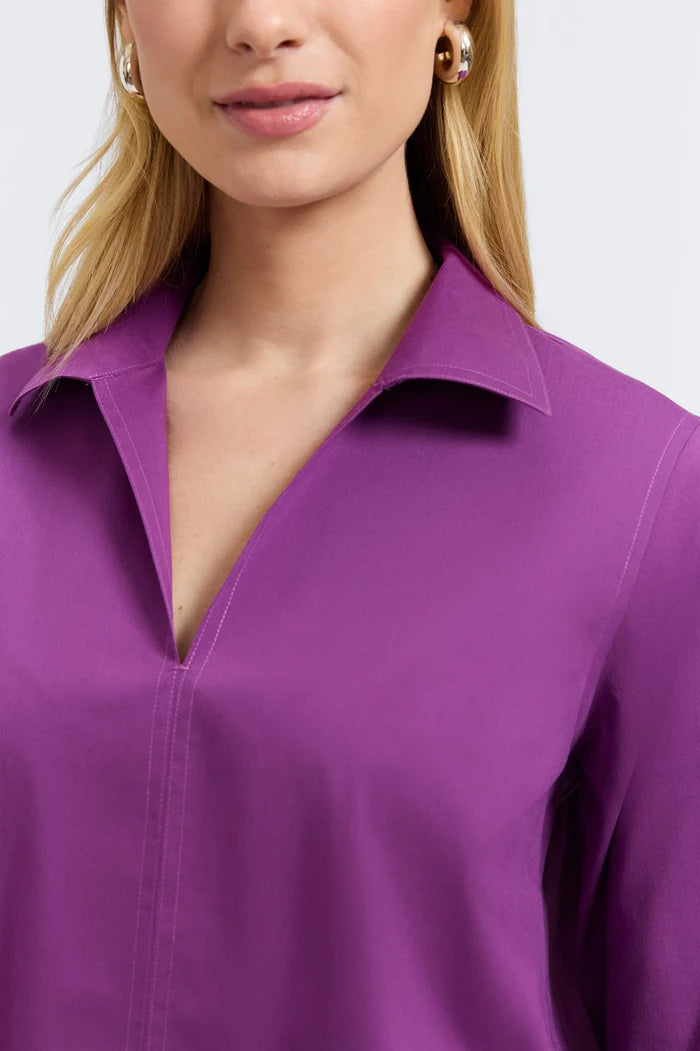Foxcroft | Agnes Sweet Figs Long Sleeve Popover Shirt