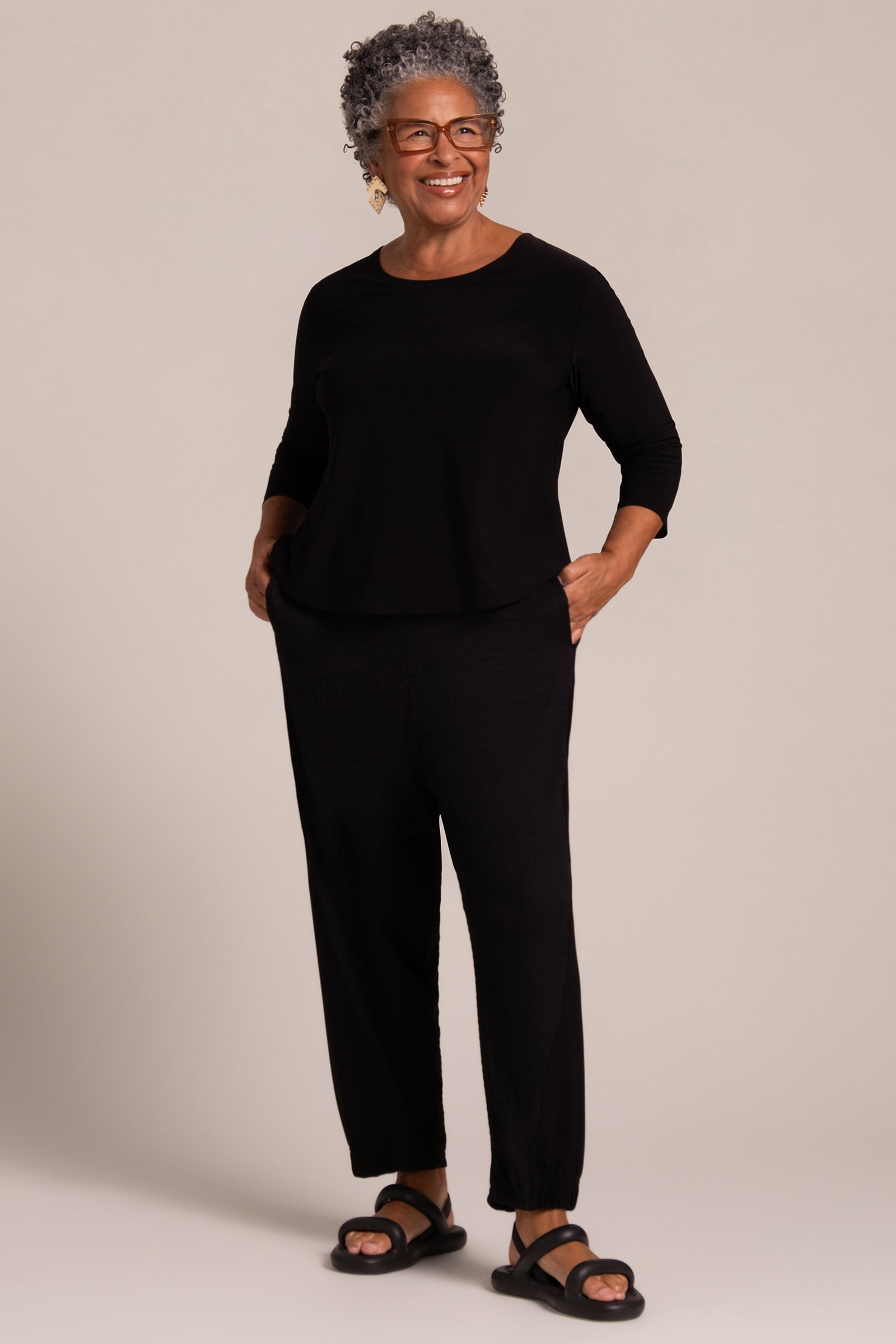 Sympli | Go to Classix Tee 3/4 Sleeve - Black