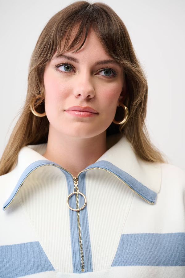Joseph Ribkoff | Striped Casual Zipper Top