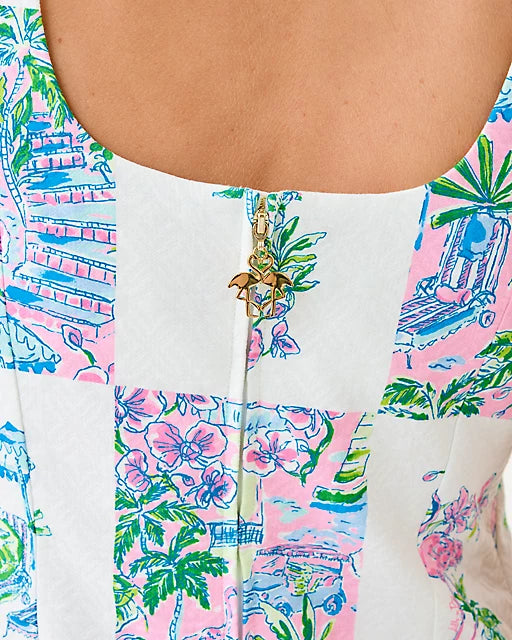 Close-up of a colorful patterned garment with a white background