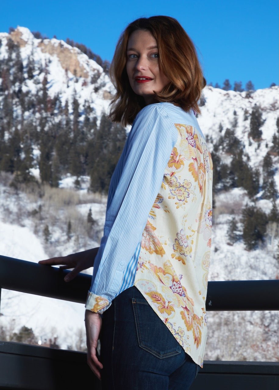 Dizzy Lizzie | Madison Shirt W Antique Floral Print On The Back | Cloister Collection | SHIRT