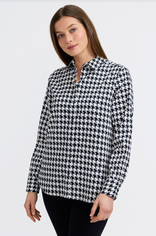 Foxcroft | Megan Houndstooth Top