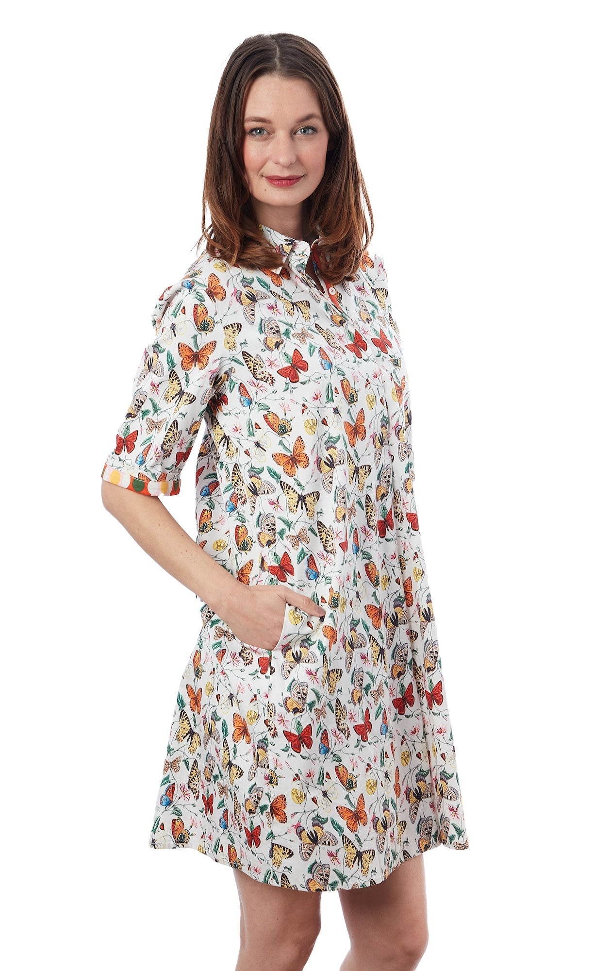 Dizzy - Lizzie | Monterey White Butterfiles Print | Cloister Collection | Dress