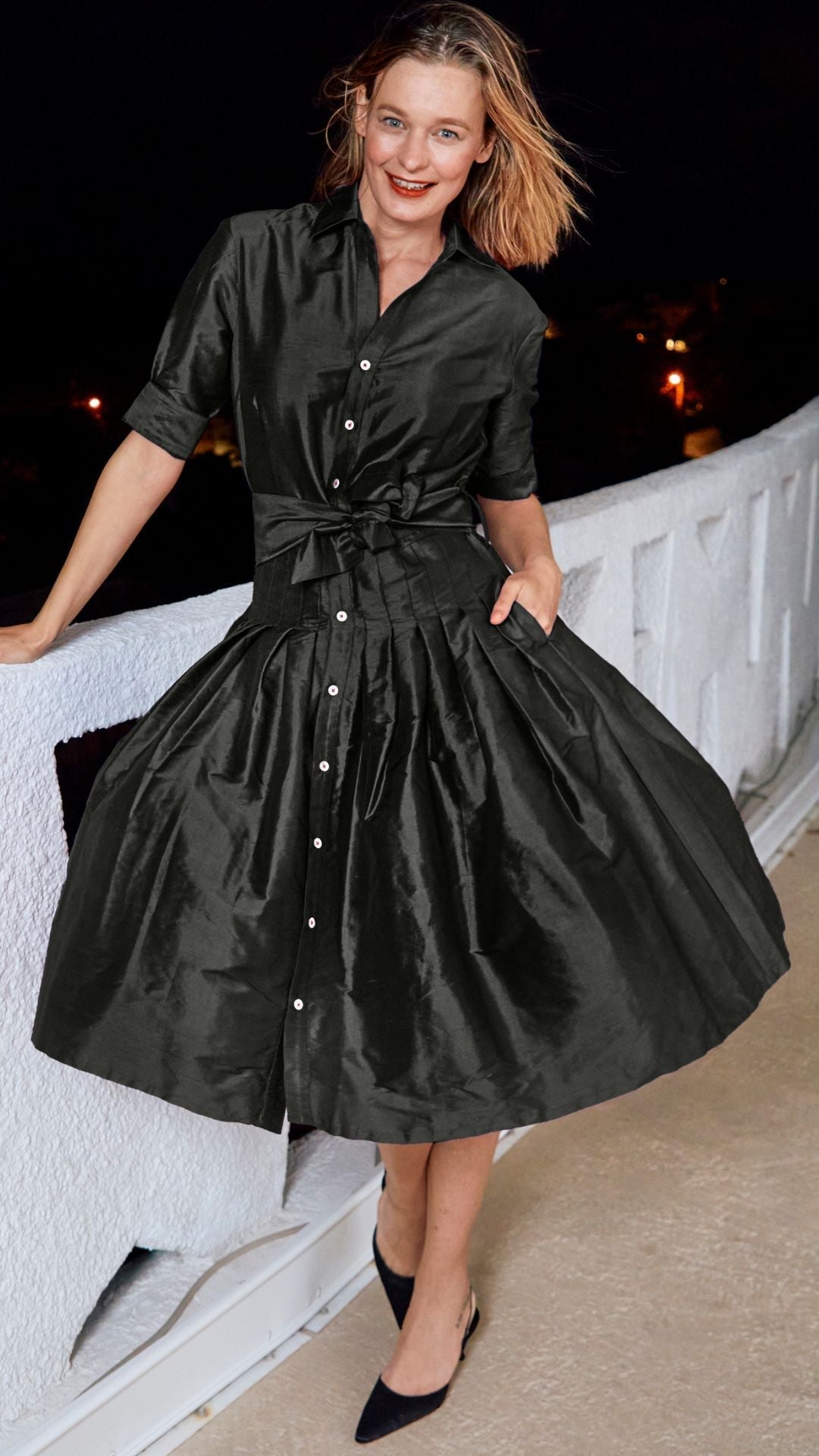 Dizzy Lizzie | Mrs Maisel Black Silk | Cloister Collection | DRESSES