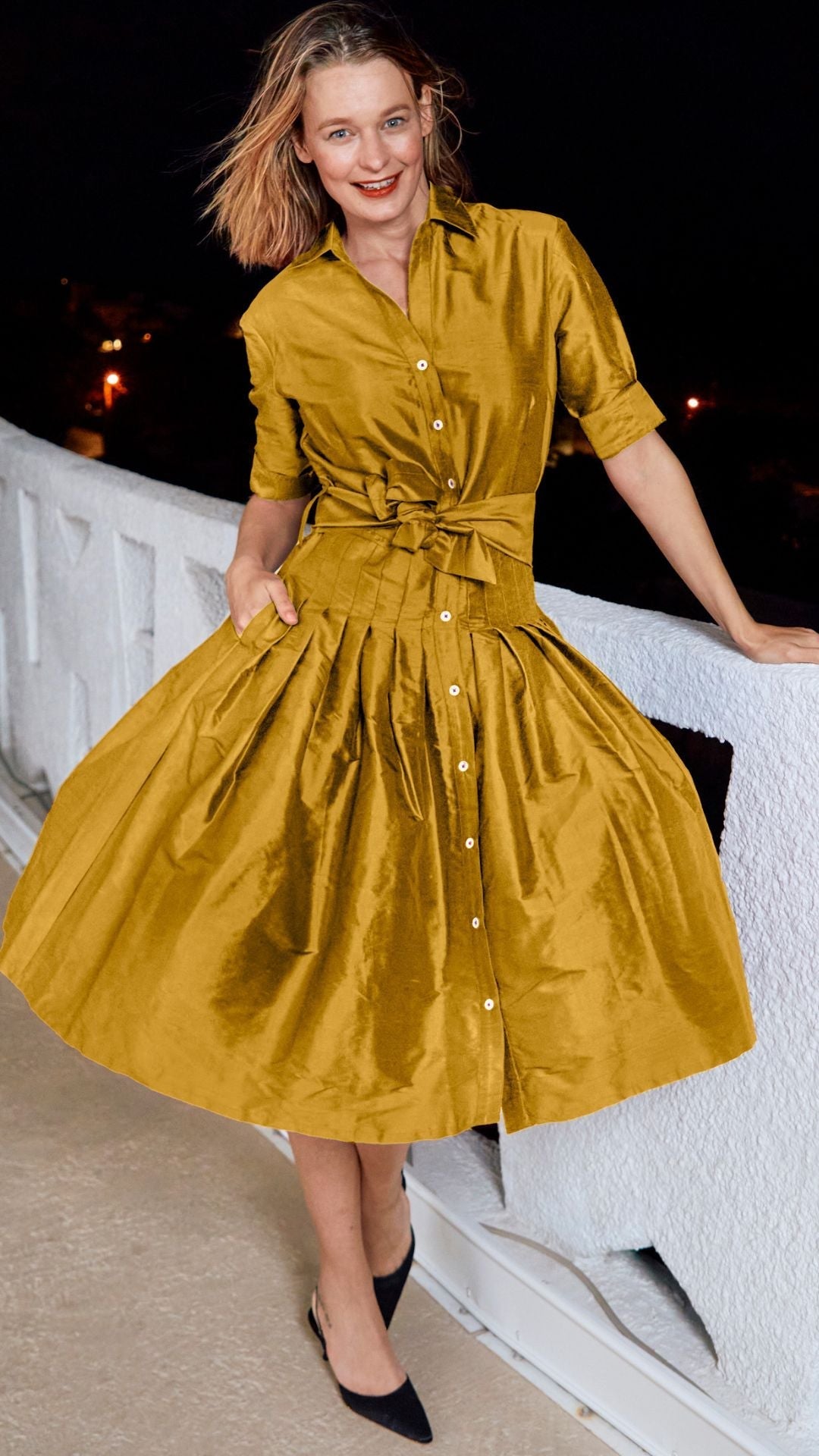 Dizzy Lizzie | Mrs Maisel Gold Silk | Cloister Collection | DRESSES