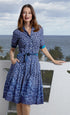 Dizzy - Lizzie | Mrs Maisel Navy Whit Ikat Print | Cloister Collection | Dress