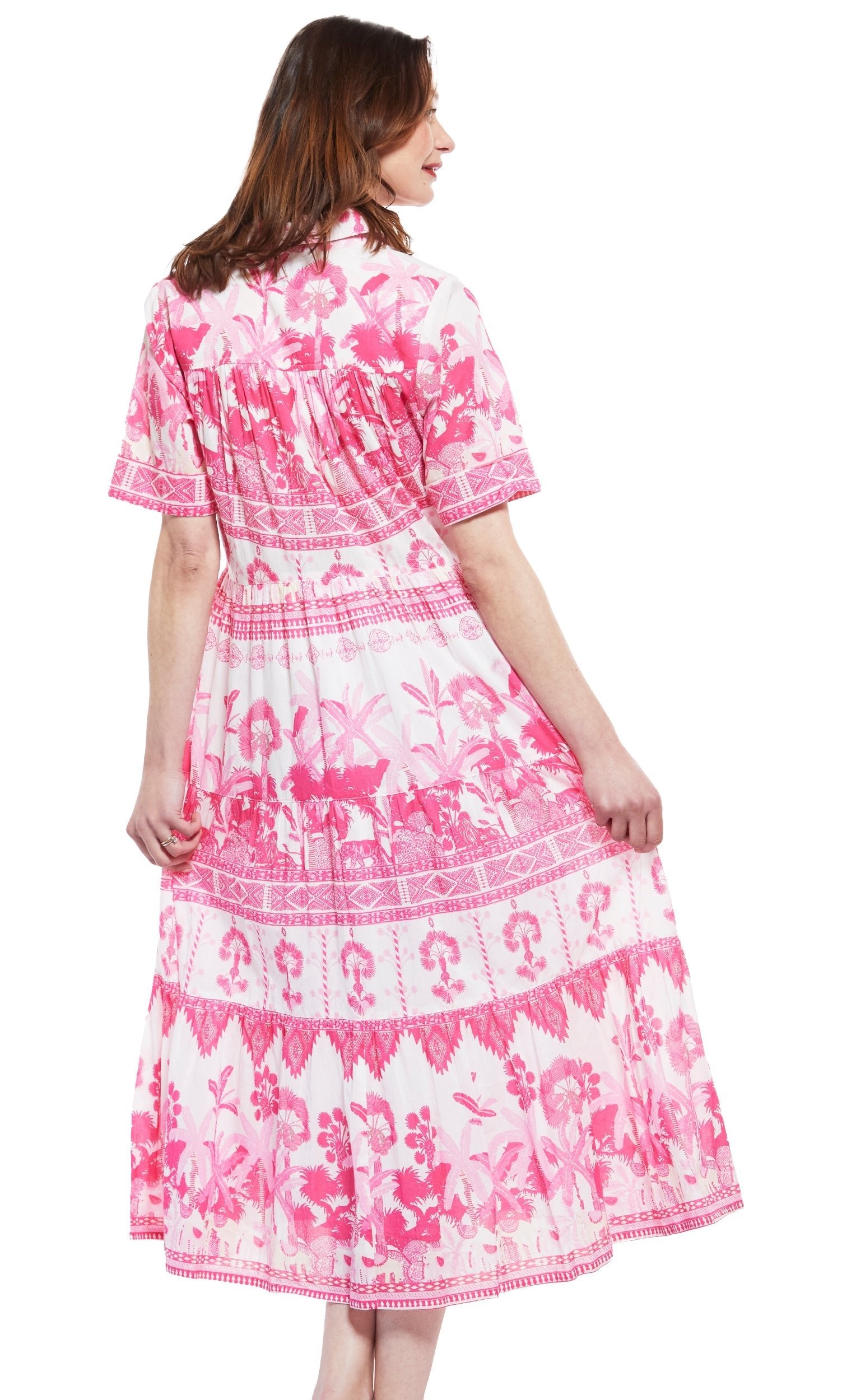 Dizzy Lizzie | Palm Desert Pink Dress with Ikat Print | Cloister Collection | DRESSES