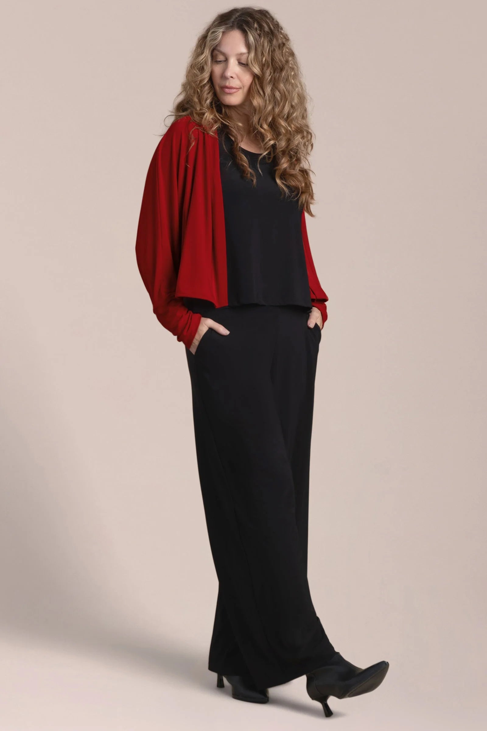 Sympli | Honeycomb Shrug - Red