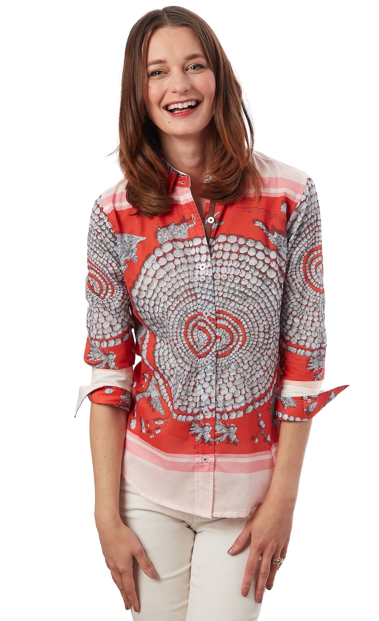 Dizzy - Lizzie | Rome 3/4 Sleeve Coral Print | Cloister Collection | Shirt