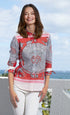 Dizzy - Lizzie | Rome 3/4 Sleeve Coral Print | Cloister Collection | Shirt