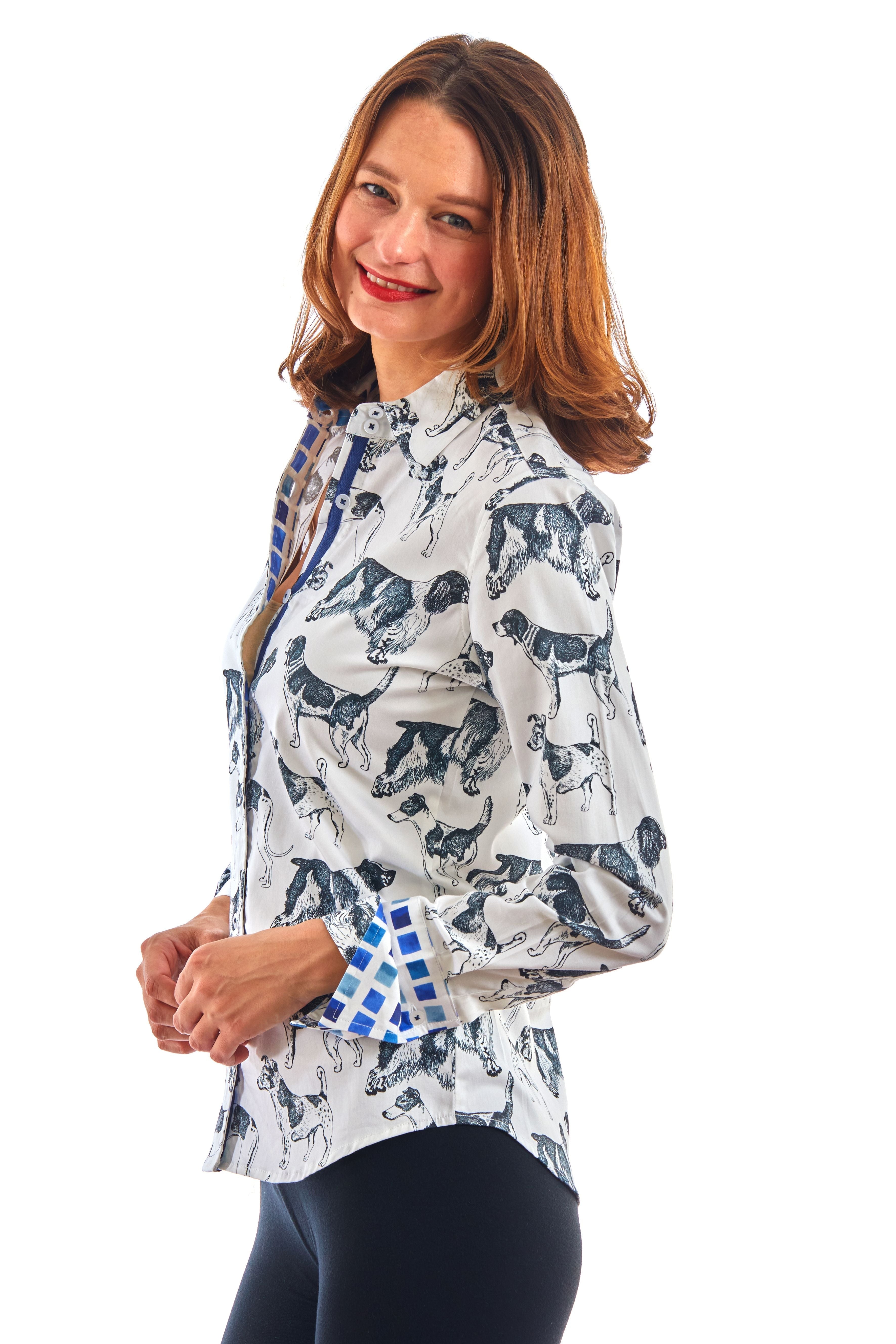 Dizzy Lizzie | Rome Shirt Black White Doggies | Cloister Collection | SHIRT