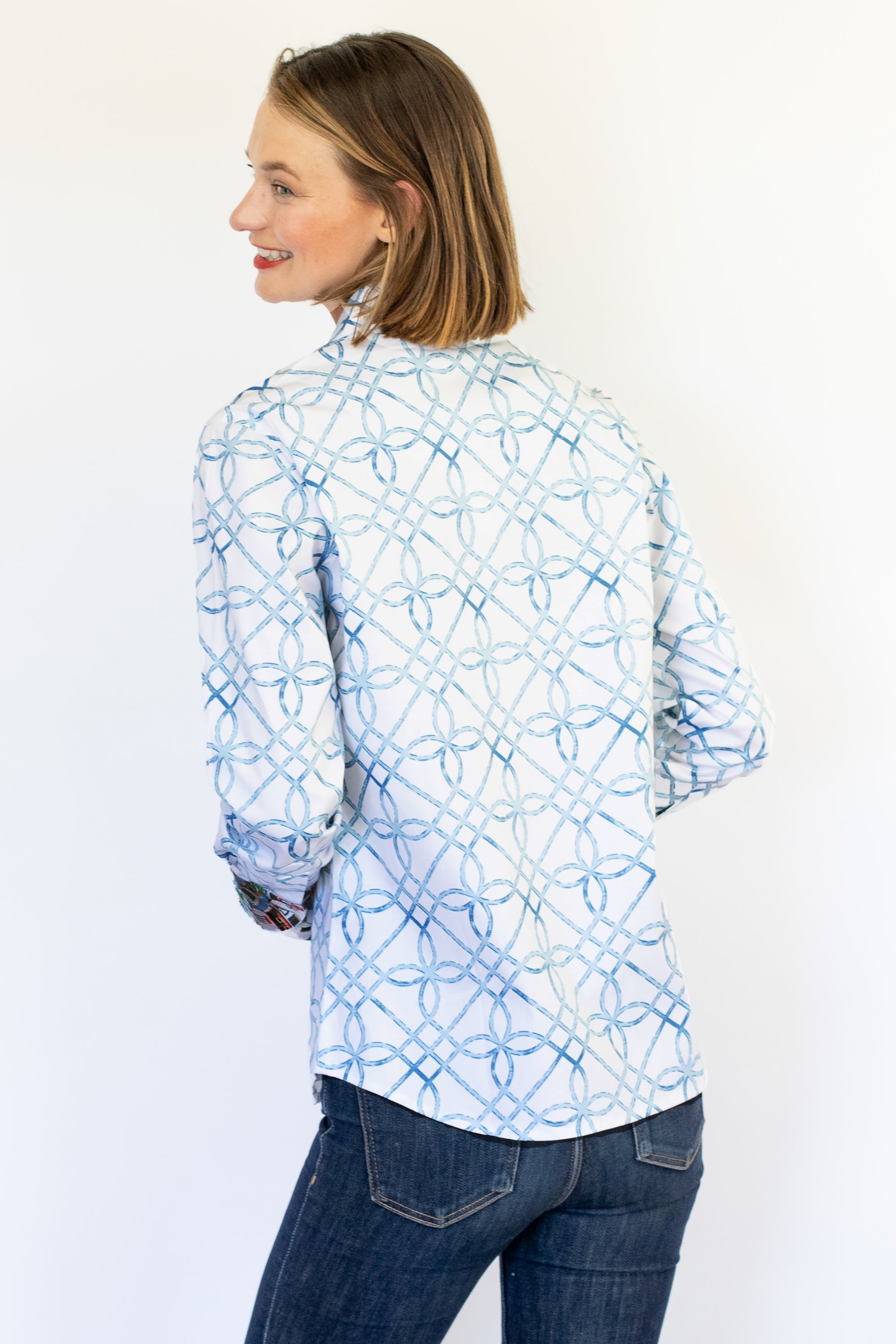 Dizzy - Lizzie | Rome Shirt Blue Loops on White | Cloister Collection | SHIRT