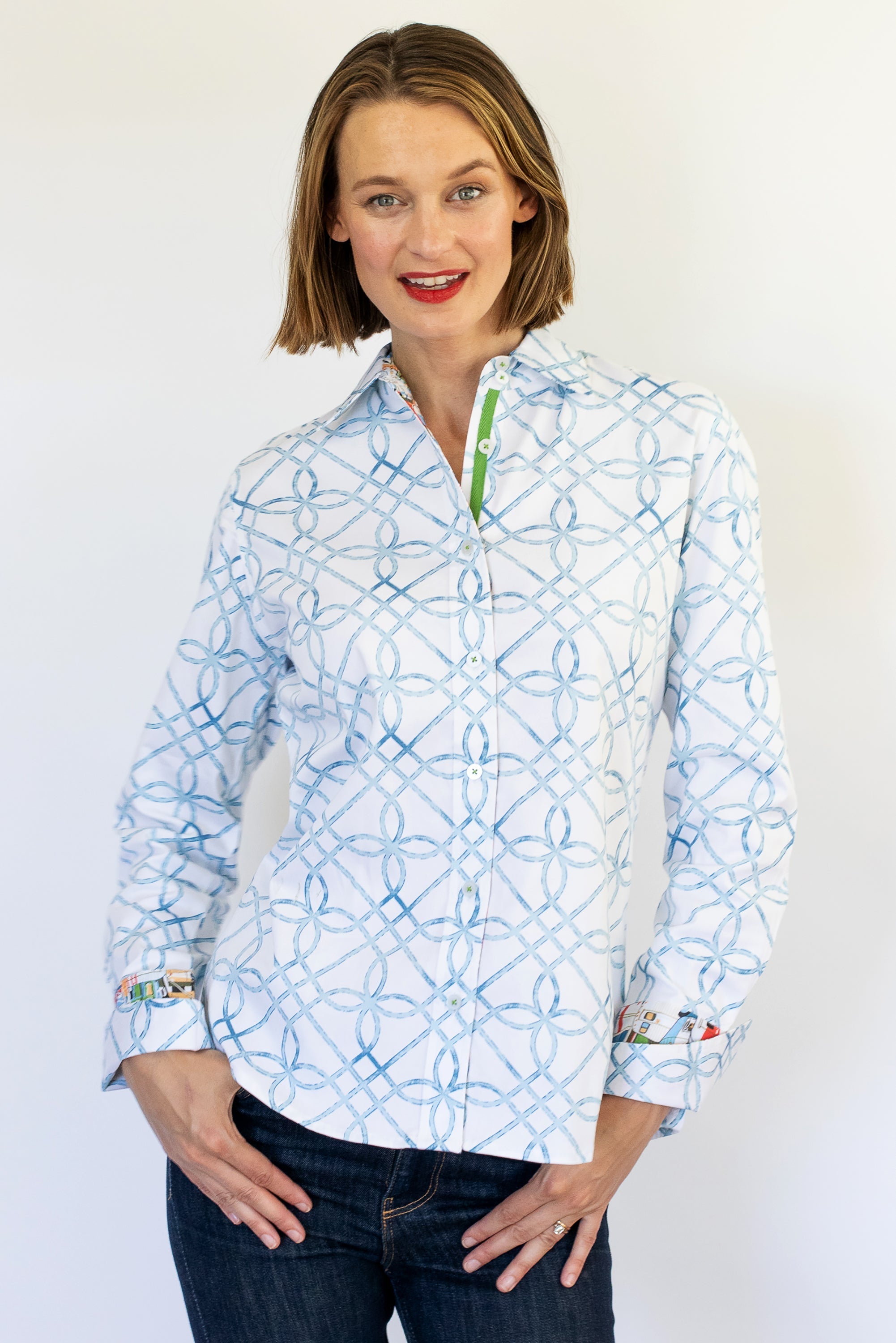 Dizzy - Lizzie | Rome Shirt Blue Loops on White | Cloister Collection | SHIRT
