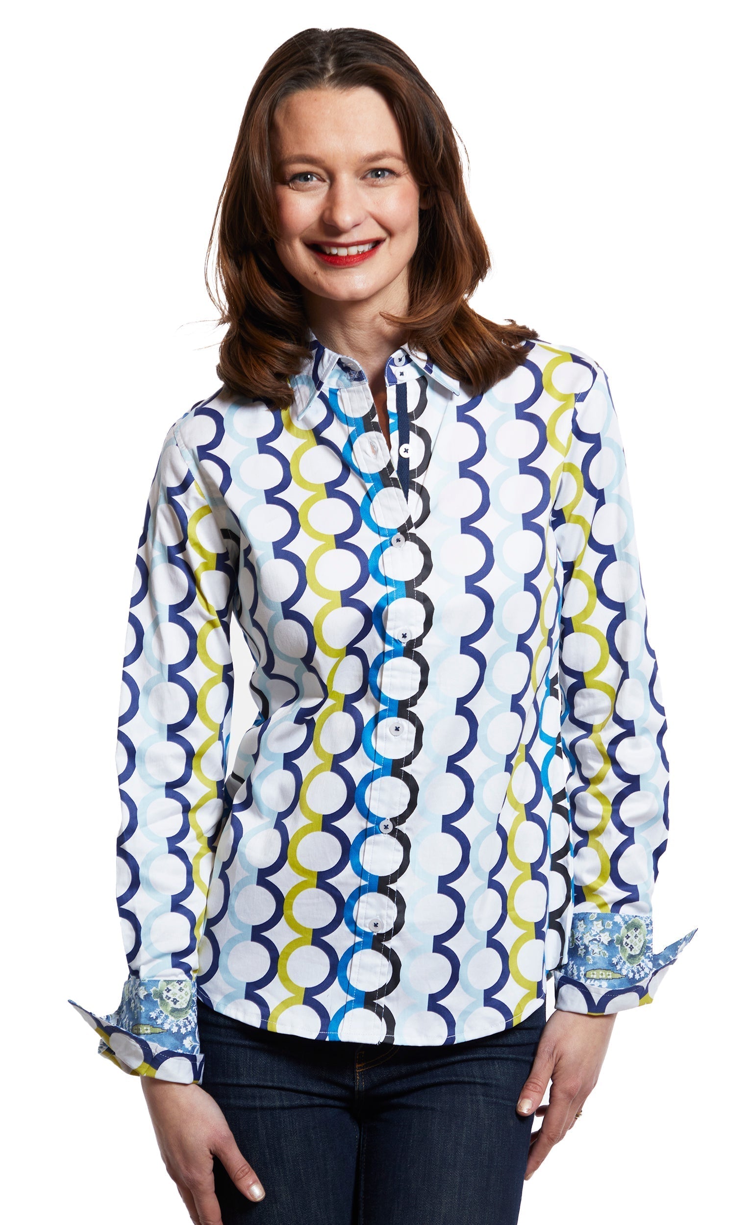Dizzy Lizzie | Rome Shirt Blue Olympic Rings On White | Cloister Collection | SHIRT