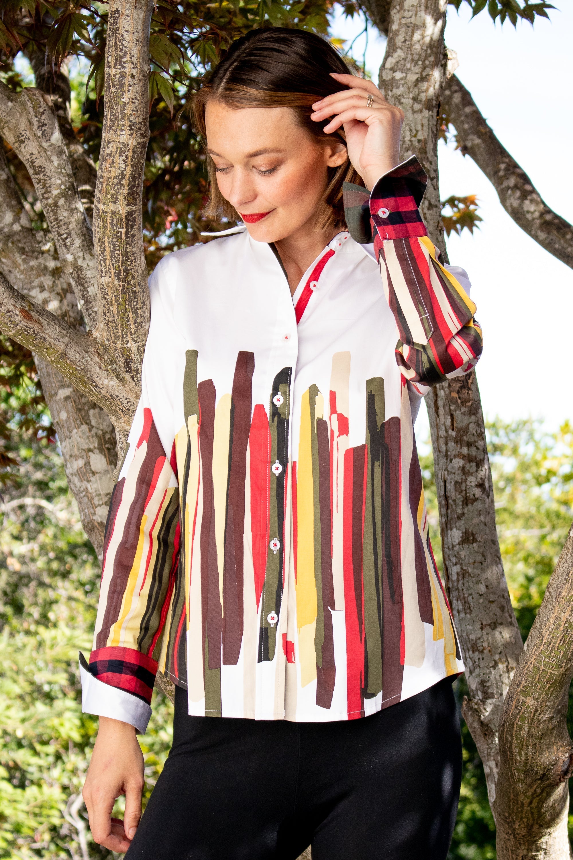 Dizzy - Lizzie | Rome Shirt Fall Colors Brushstroke Print | Cloister Collection | SHIRT