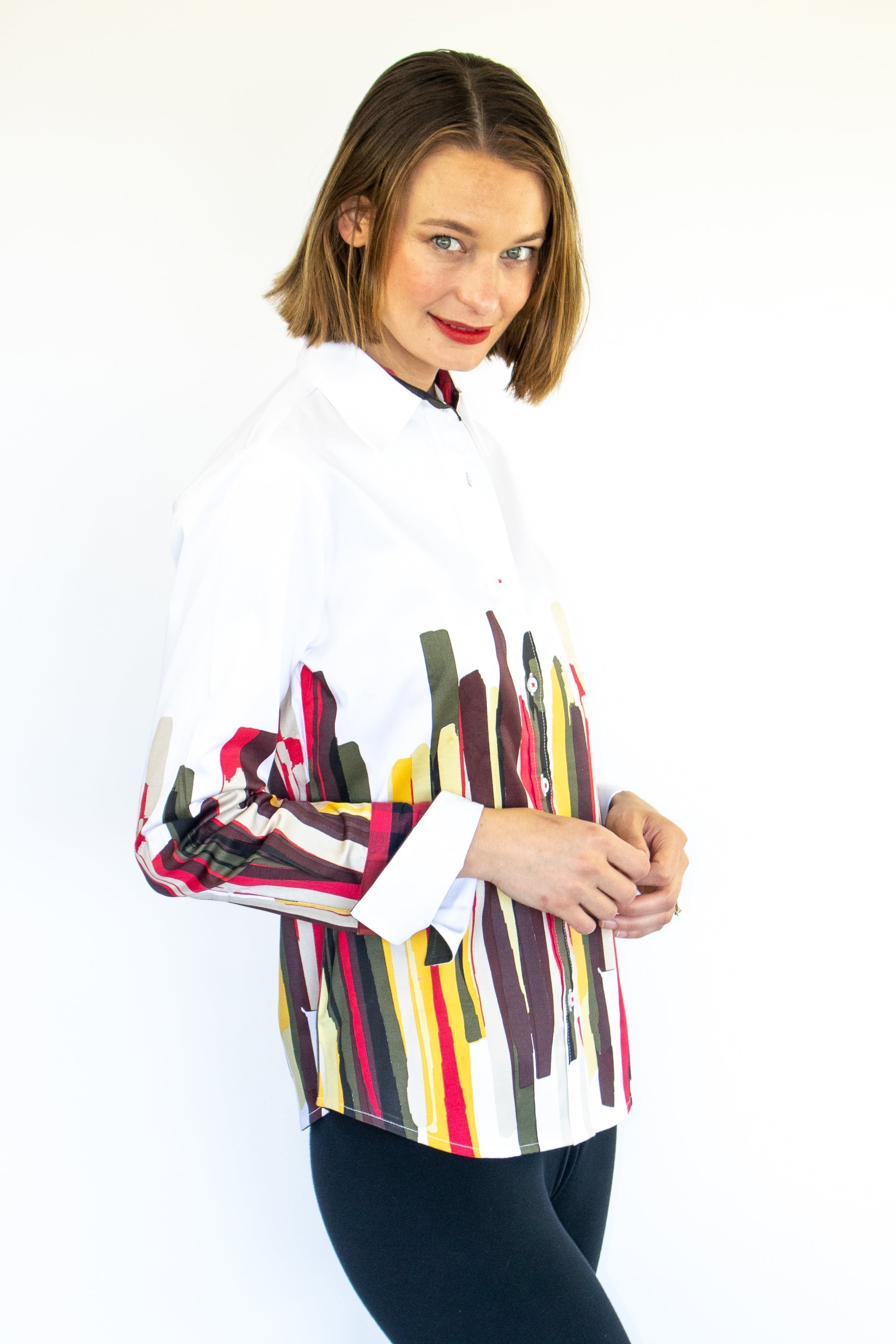 Dizzy - Lizzie | Rome Shirt Fall Colors Brushstroke Print | Cloister Collection | SHIRT