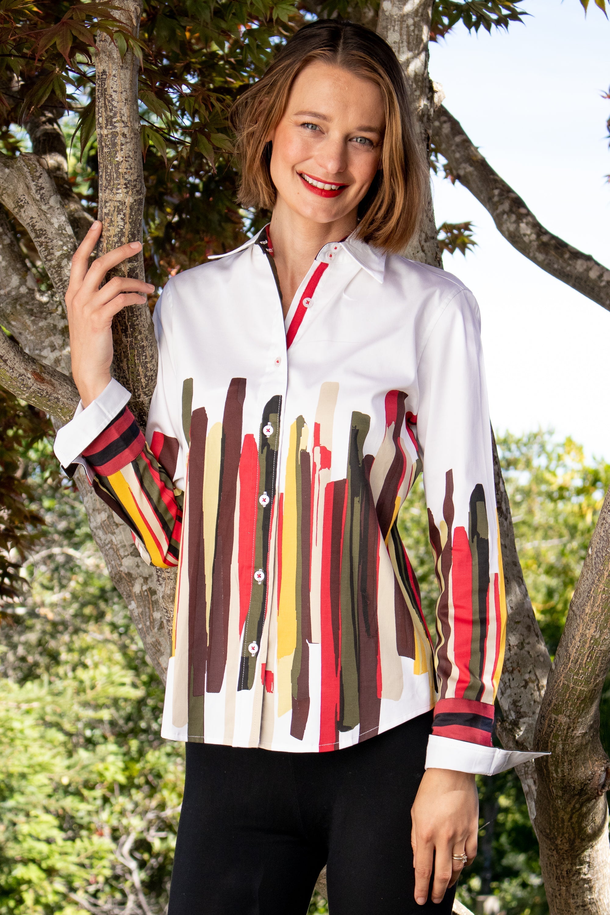 Dizzy - Lizzie | Rome Shirt Fall Colors Brushstroke Print | Cloister Collection | SHIRT
