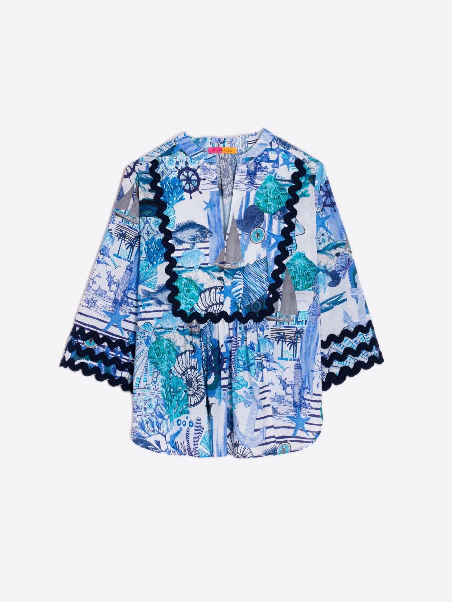 Valerie Collage Print Blouse - Navy