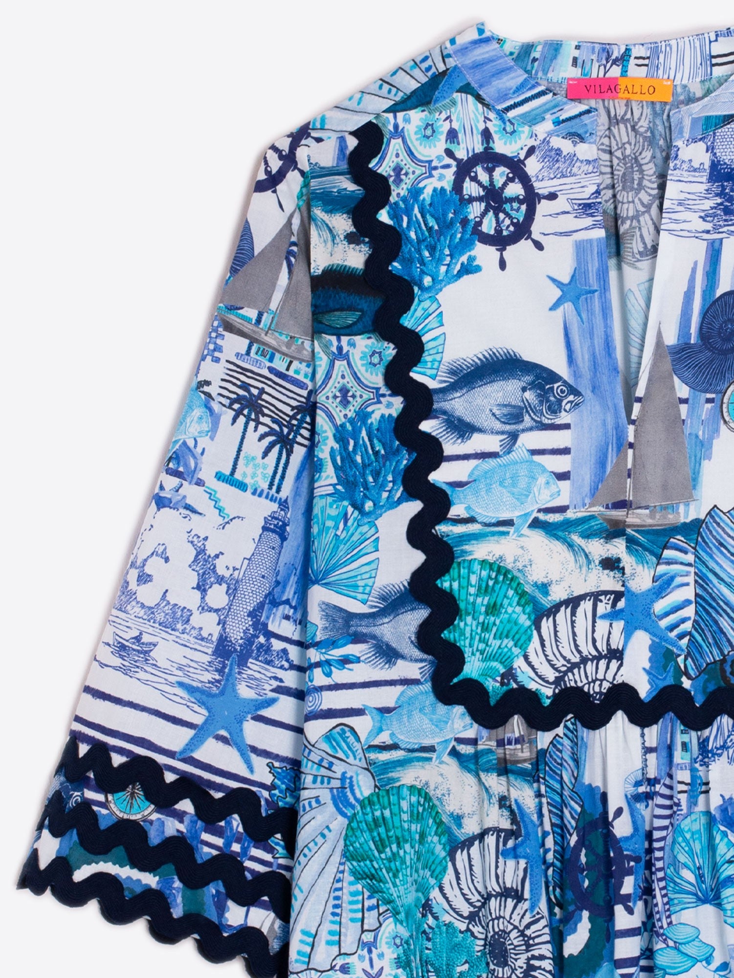 Valerie Collage Print Blouse - Navy