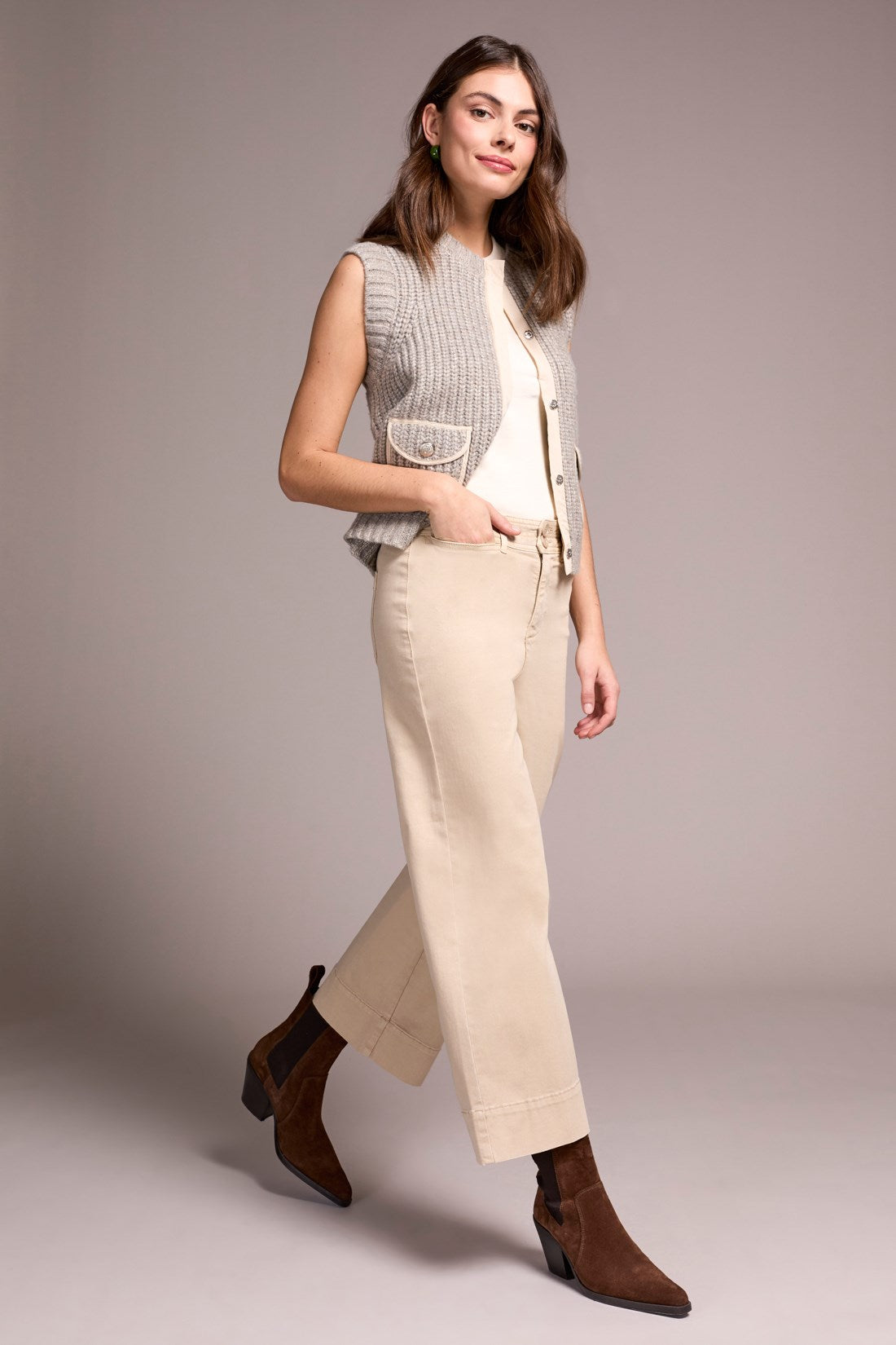 Tribal | High Rise Fly Front Palazzo Pants