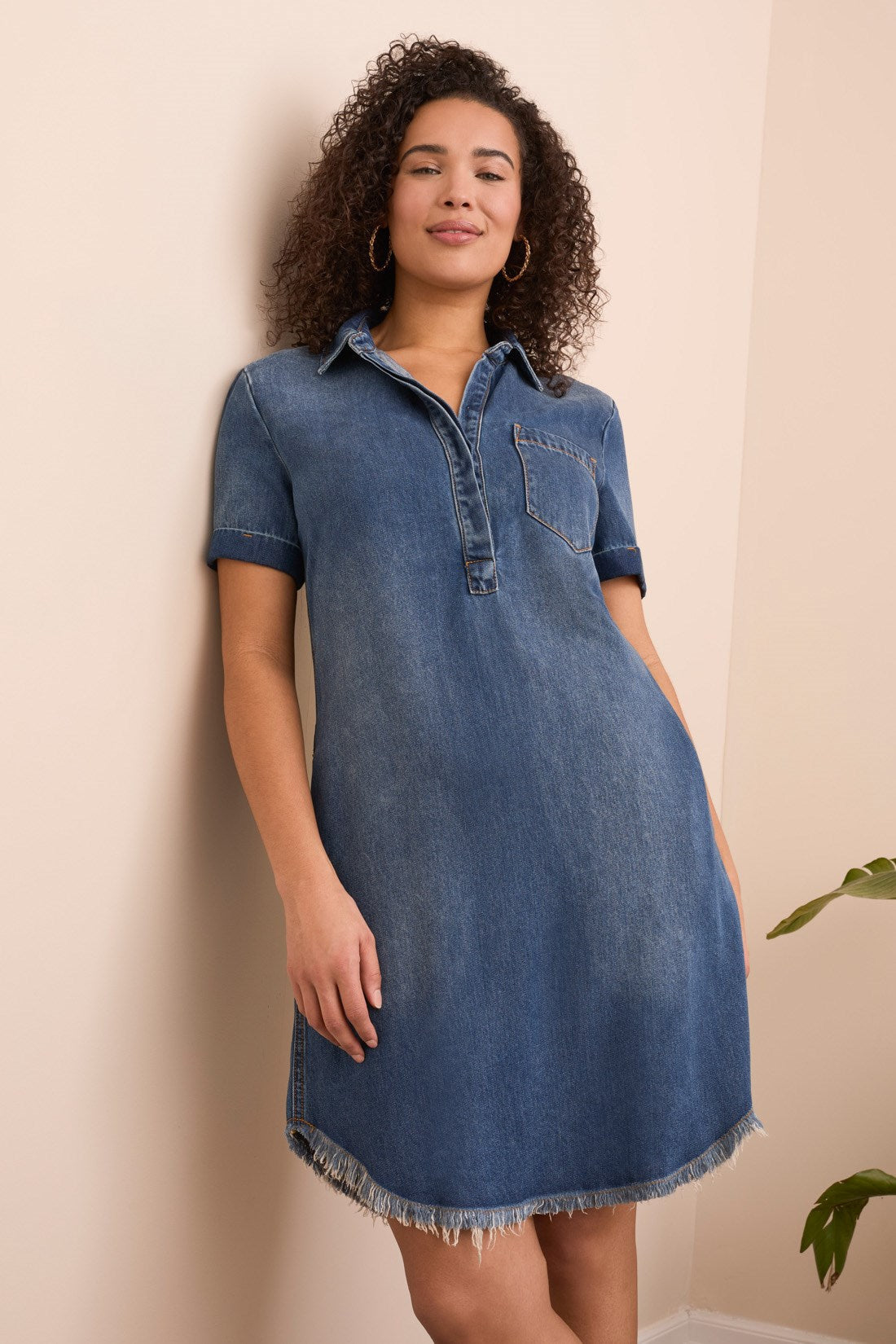 Flowy Lyocell® Pop Over Shirt Dress