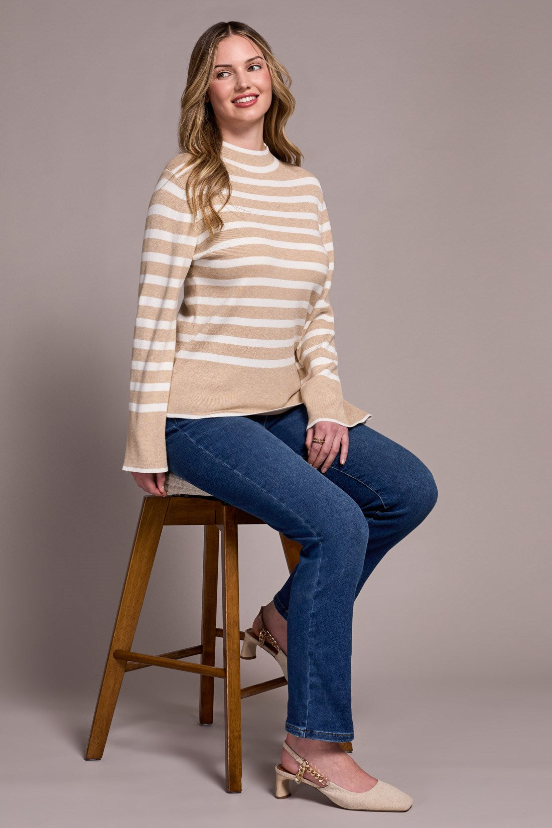 Long Sleeve Funnel Neck Sweater