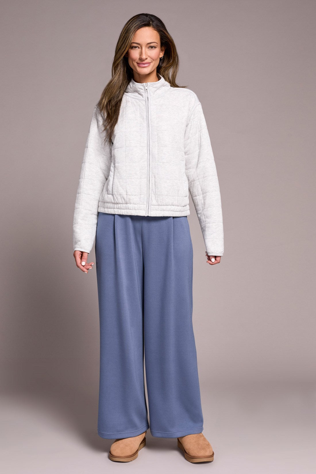 Tribal | Quilted Lightweight Zip-Front Mock Neck Jacket