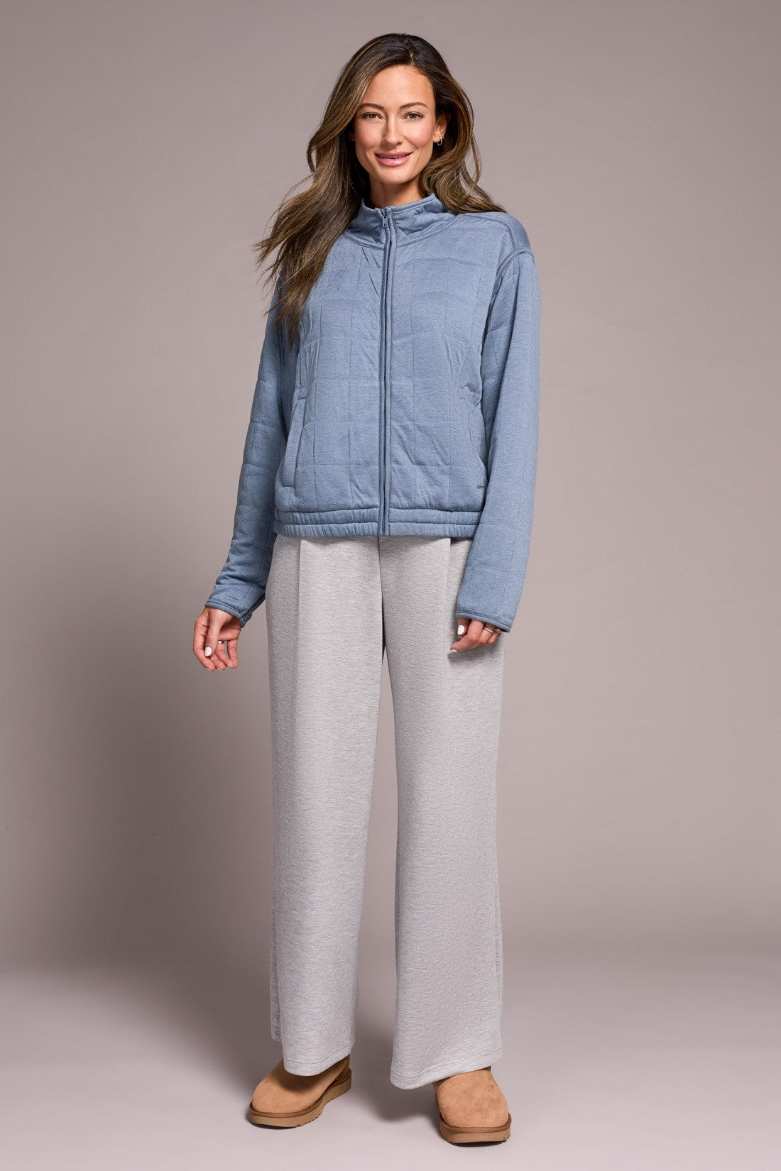 Tribal | Quilted Lightweight Zip-Front Mock Neck Jacket