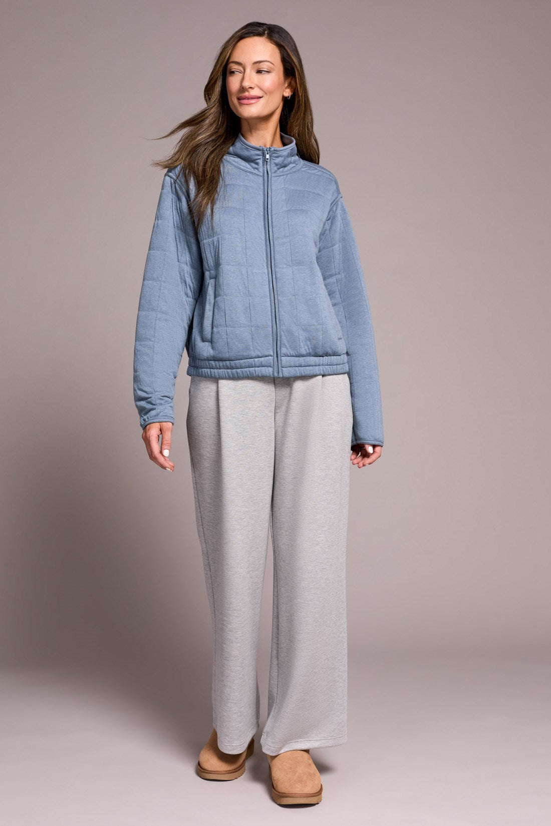 Tribal | Quilted Lightweight Zip-Front Mock Neck Jacket