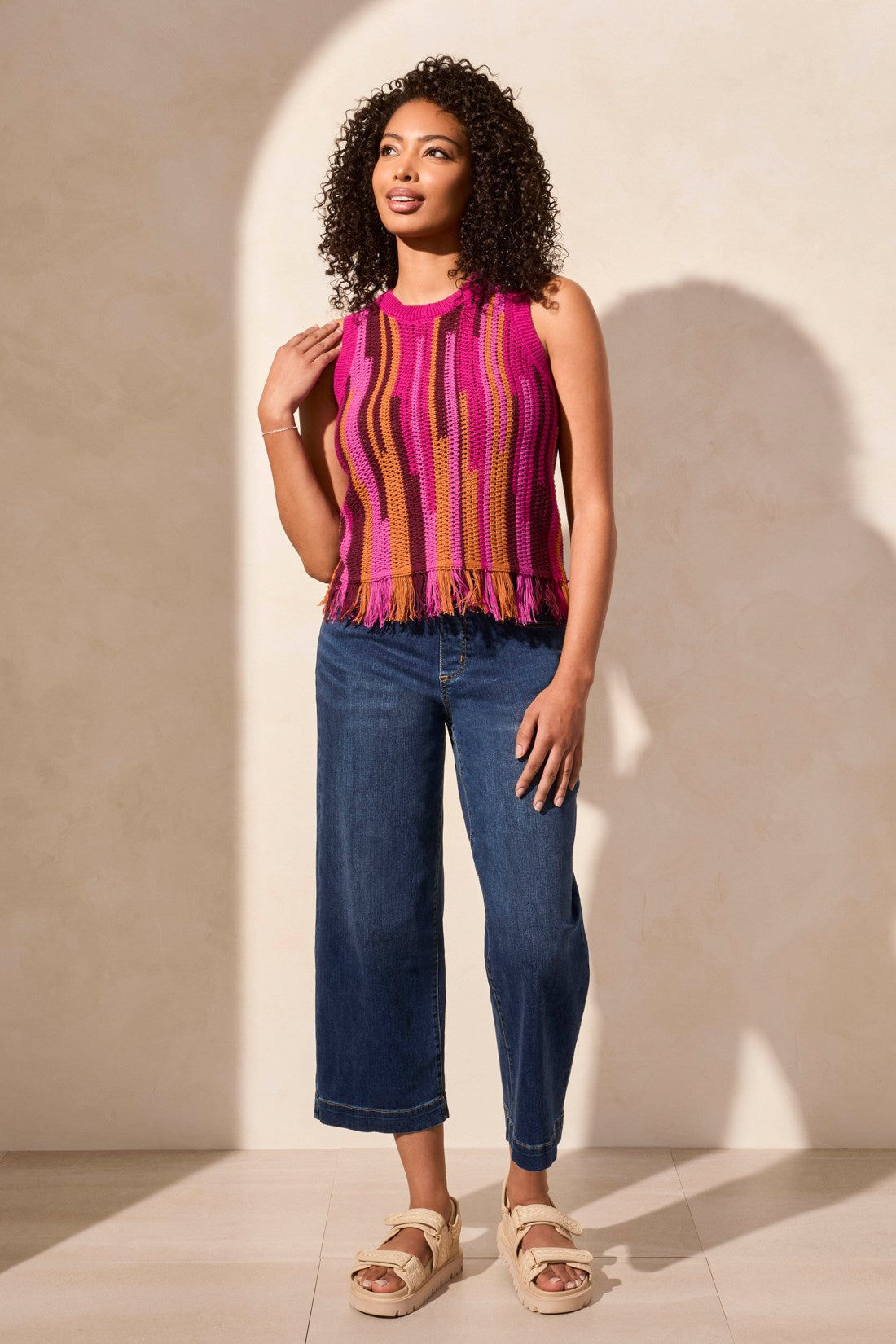 Tribal | Sleeveless Crew Neck Cotton Sweater Cami