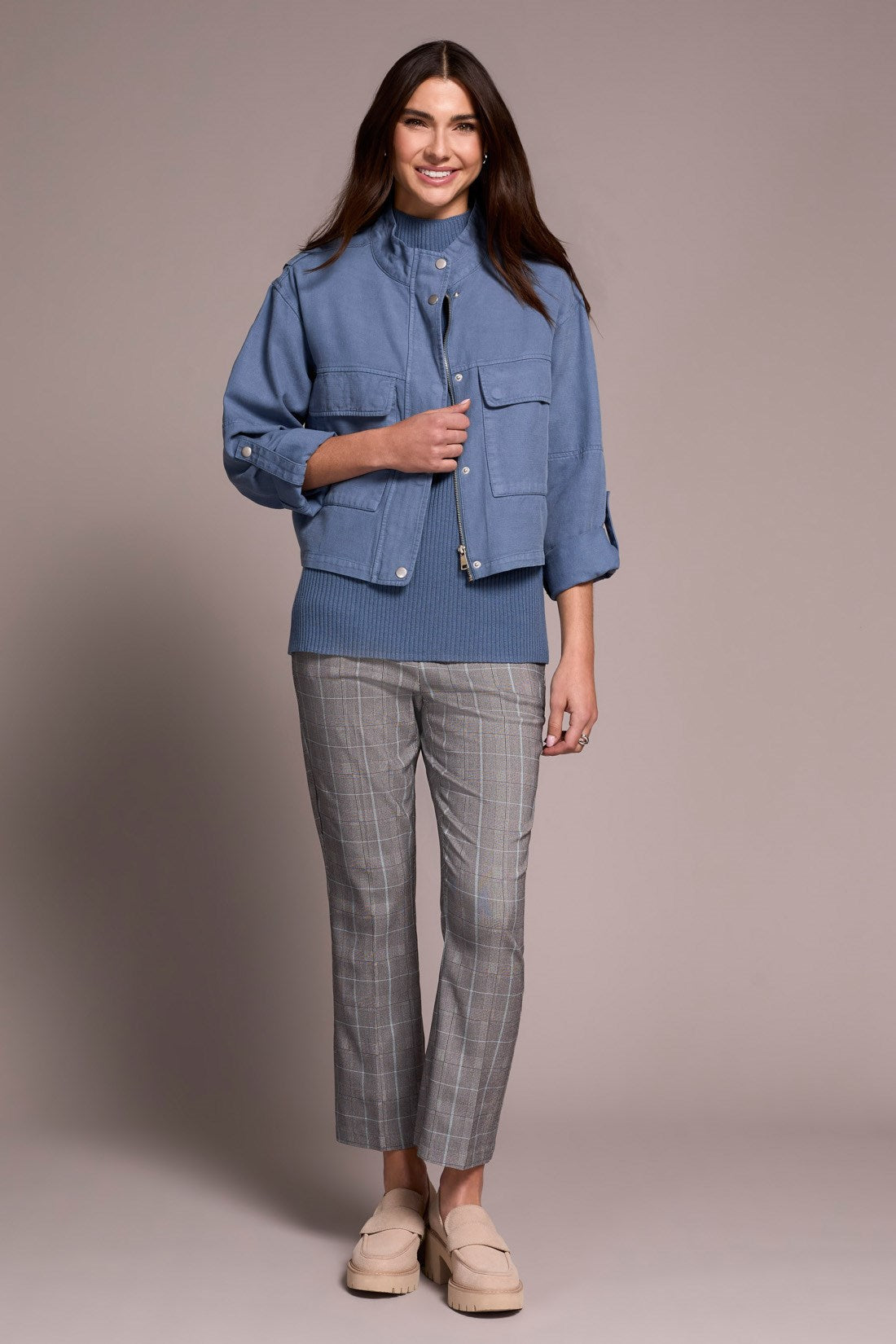 Tribal | Slub Twill Zip-Front Mock Neck Jacket