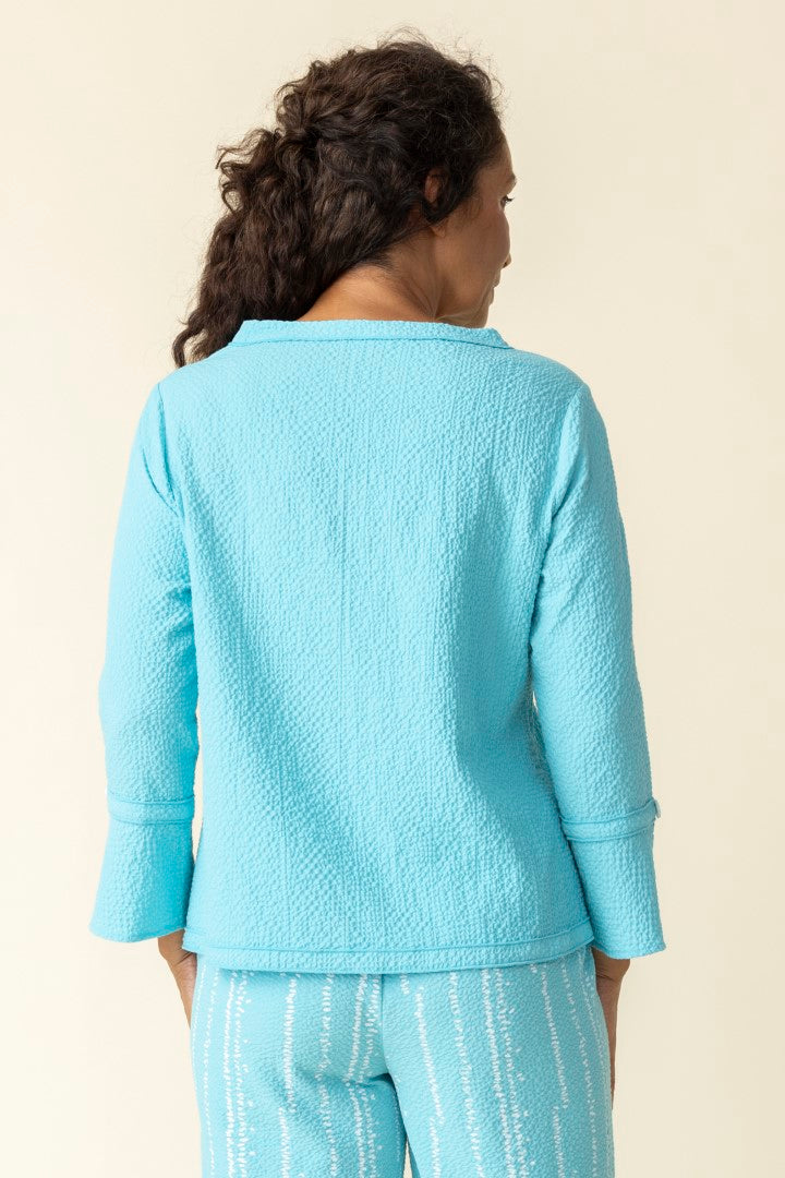 Habitat | Crinkle Crepe Solid Flutter Sleeve Pullover