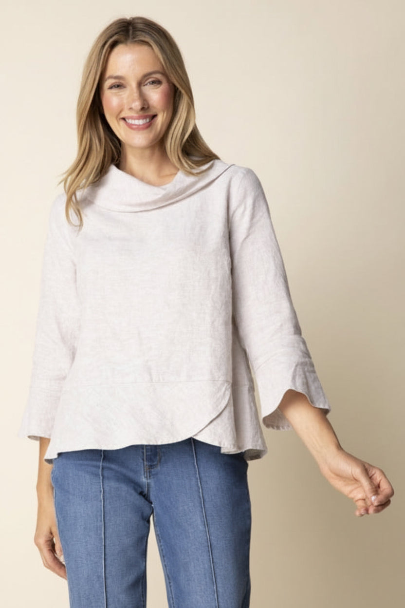 Linen Solid Overlay Top - Oatmeal