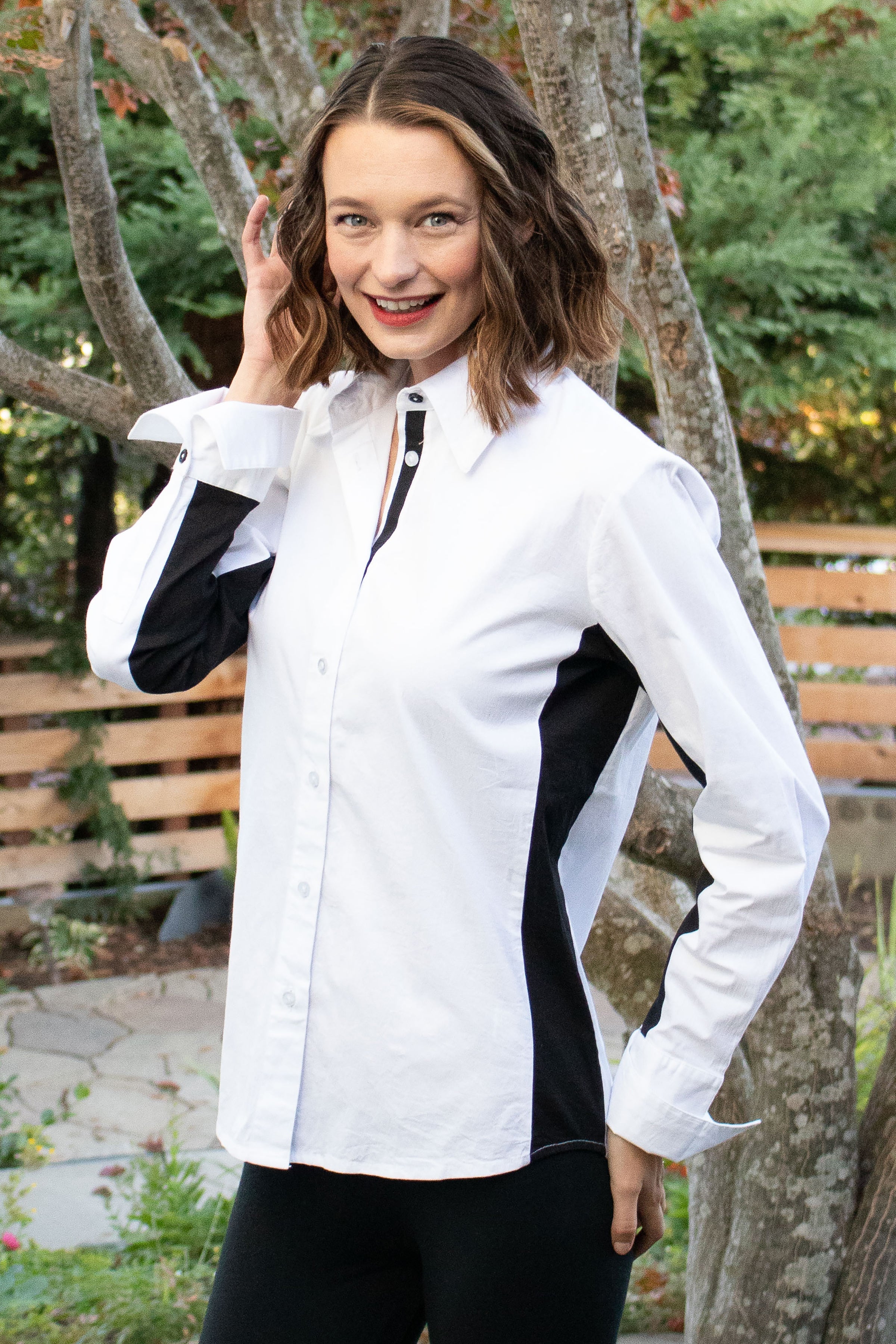Dizzy Lizzie | White Rome Shirt with Black Side Stripe | Cloister Collection | SHIRTS