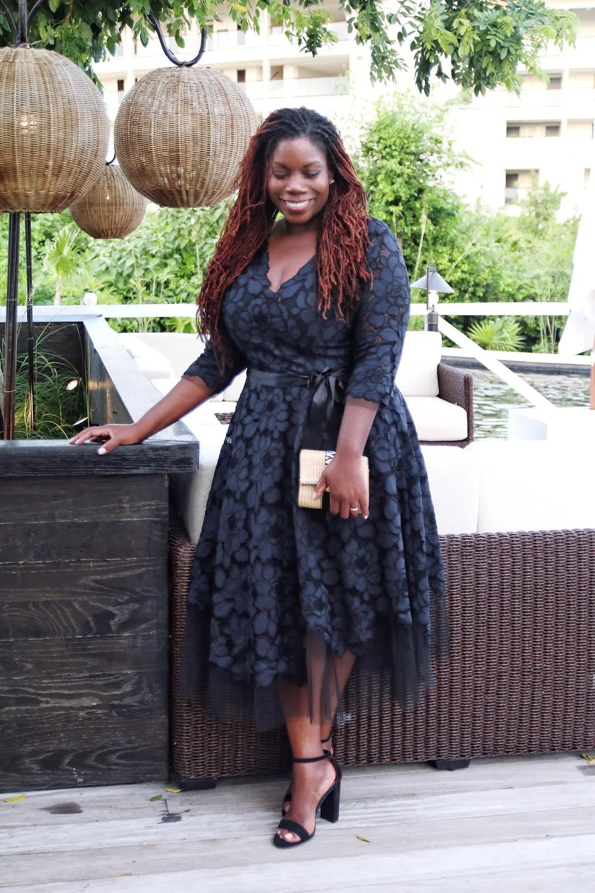 Teri Jon | Lace V-neck Dress | Teri Jon | Cloister Collection Designer Fashion