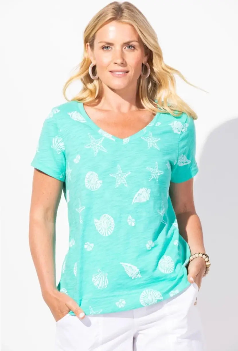 Escape By Hab | V Neck Tee Seashells