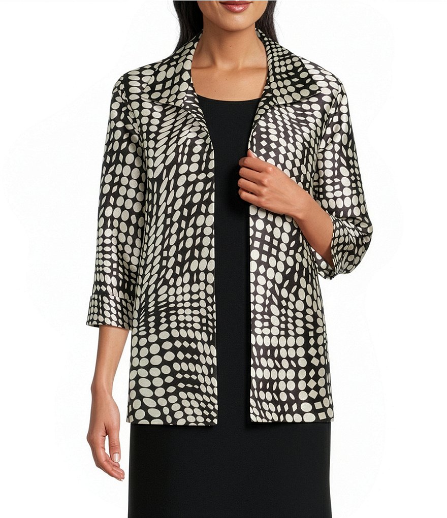 Abstract Geo Dot Printed Open-Front Jacket