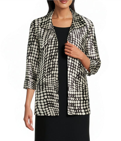 Abstract Geo Dot Printed Open-Front Jacket