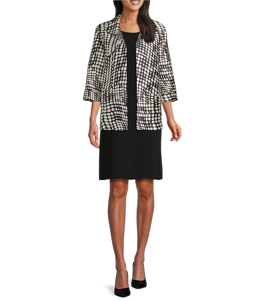 Abstract Geo Dot Printed Open-Front Jacket