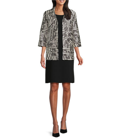Abstract Geo Dot Printed Open-Front Jacket