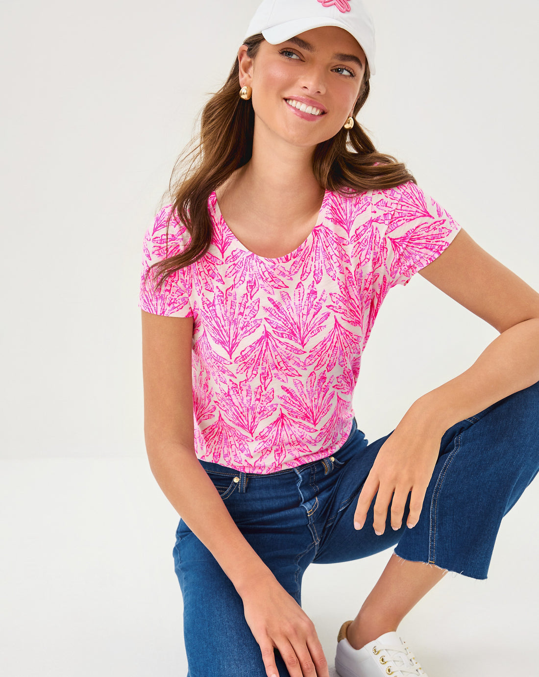 Lilly Pulitzer | Etta Scoop Neck Top - Pink Bliss Shady Babe