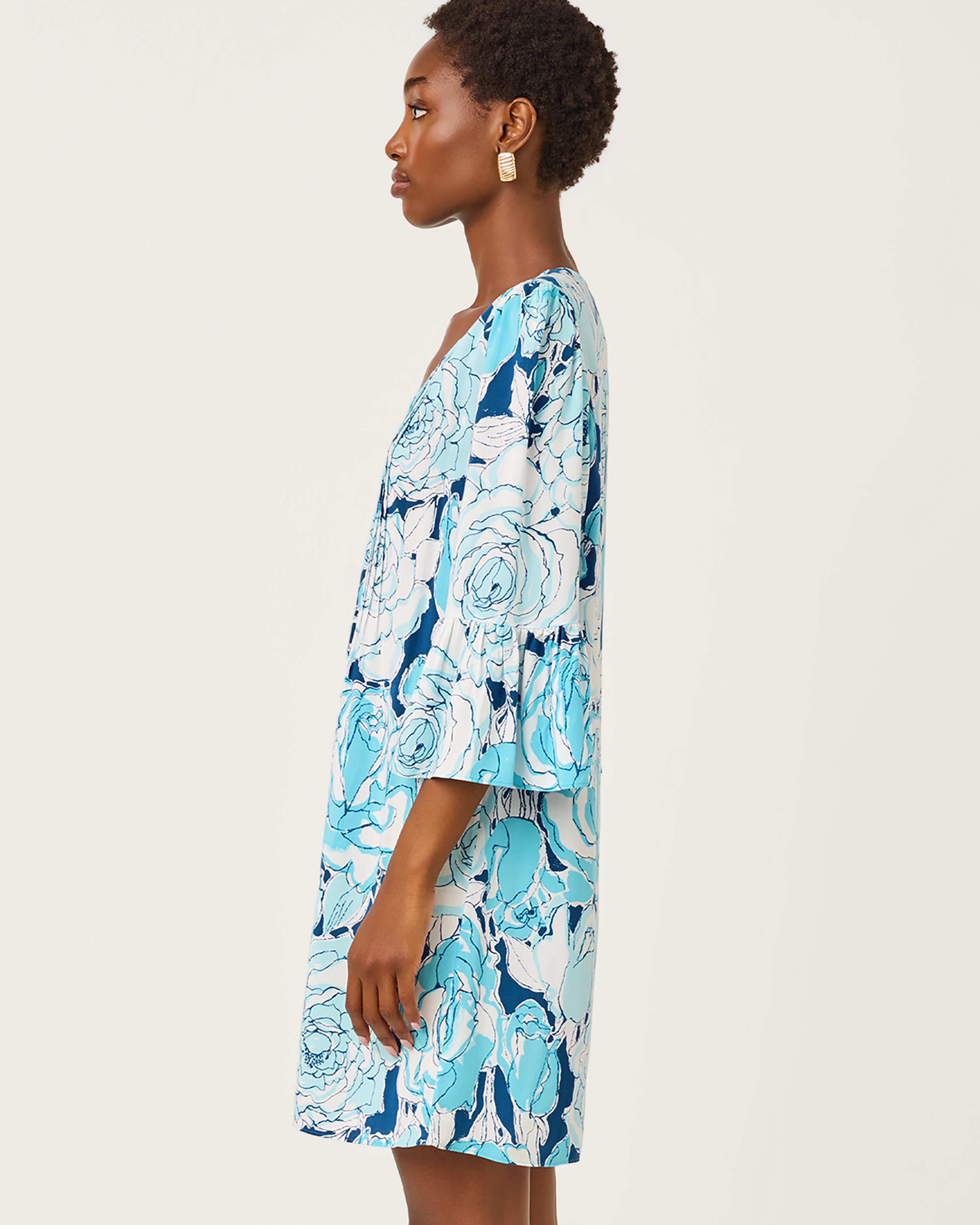 Danika 3/4 Sleeve Tunic Dress - Capri Blue Rosanna