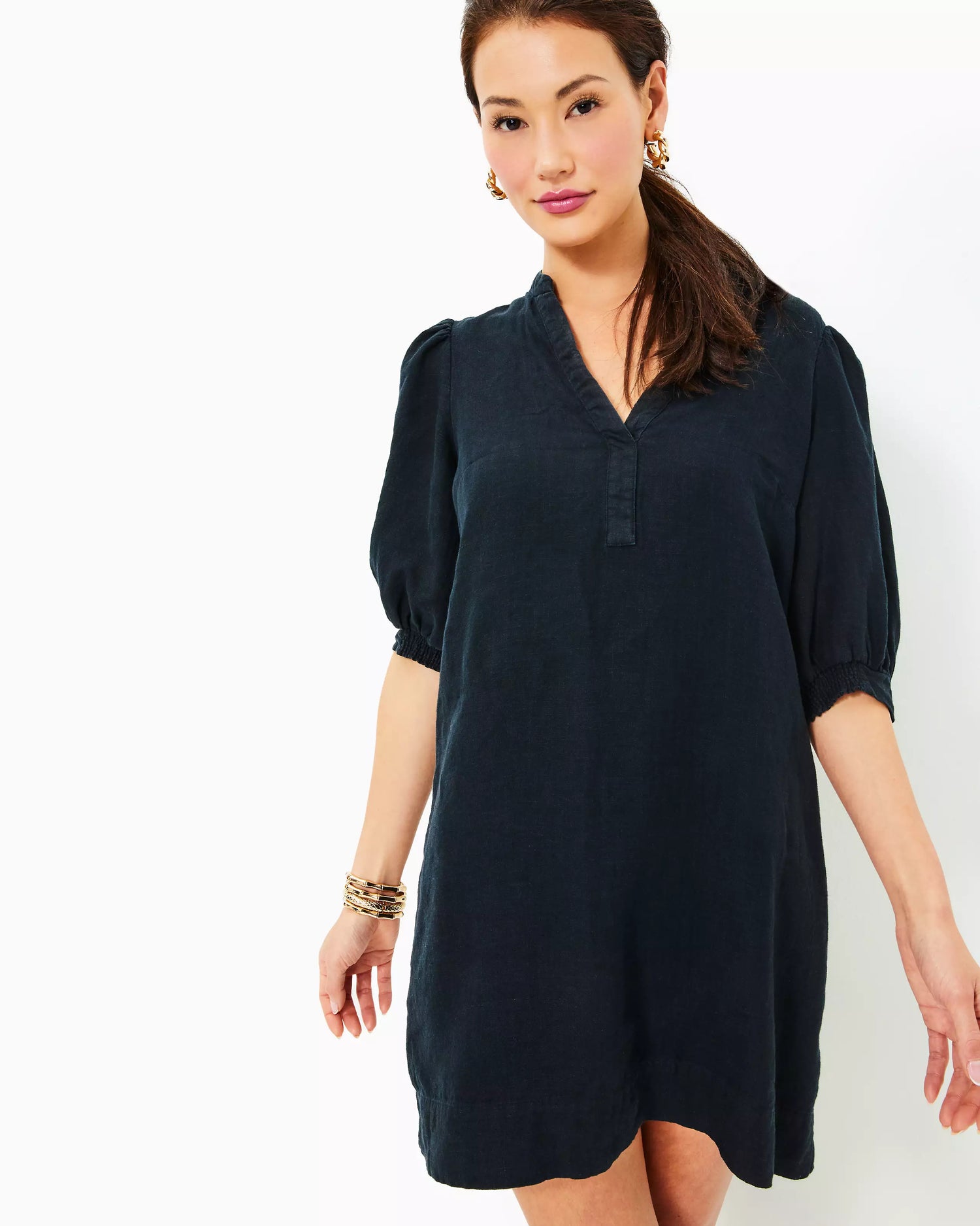 Lilly Pulitzer | Mialeigh Elbow Sleeve Linen Shift Dress | Lilly Pulitzer | Cloister Collection Designer Fashion