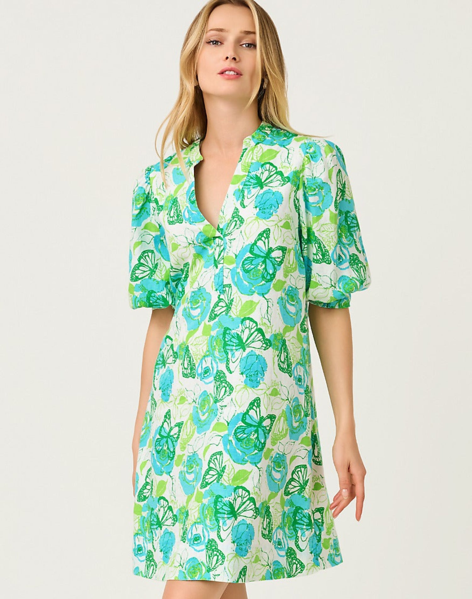 Mialeigh Elbow Sleeve Linen Dress