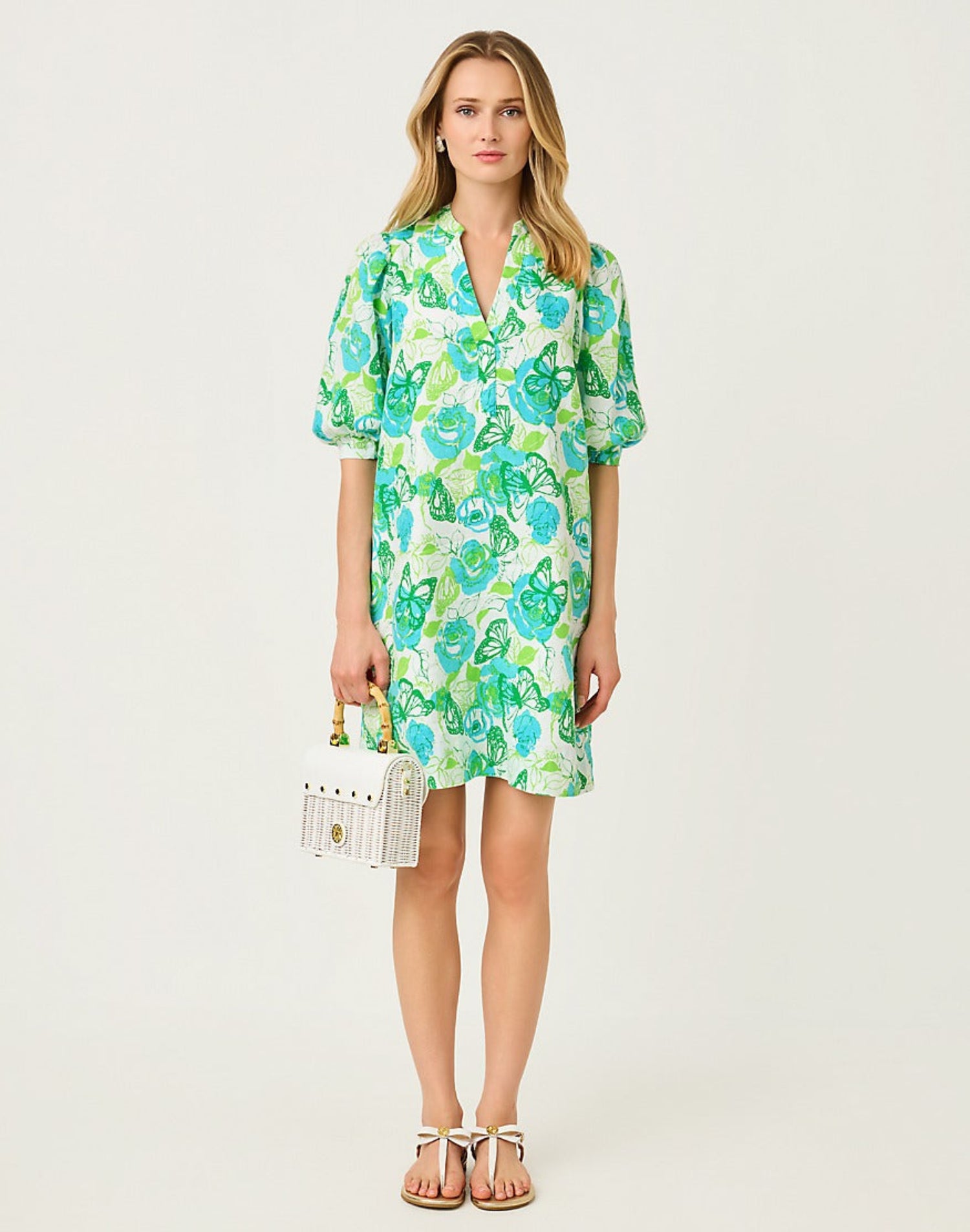 Mialeigh Elbow Sleeve Linen Dress