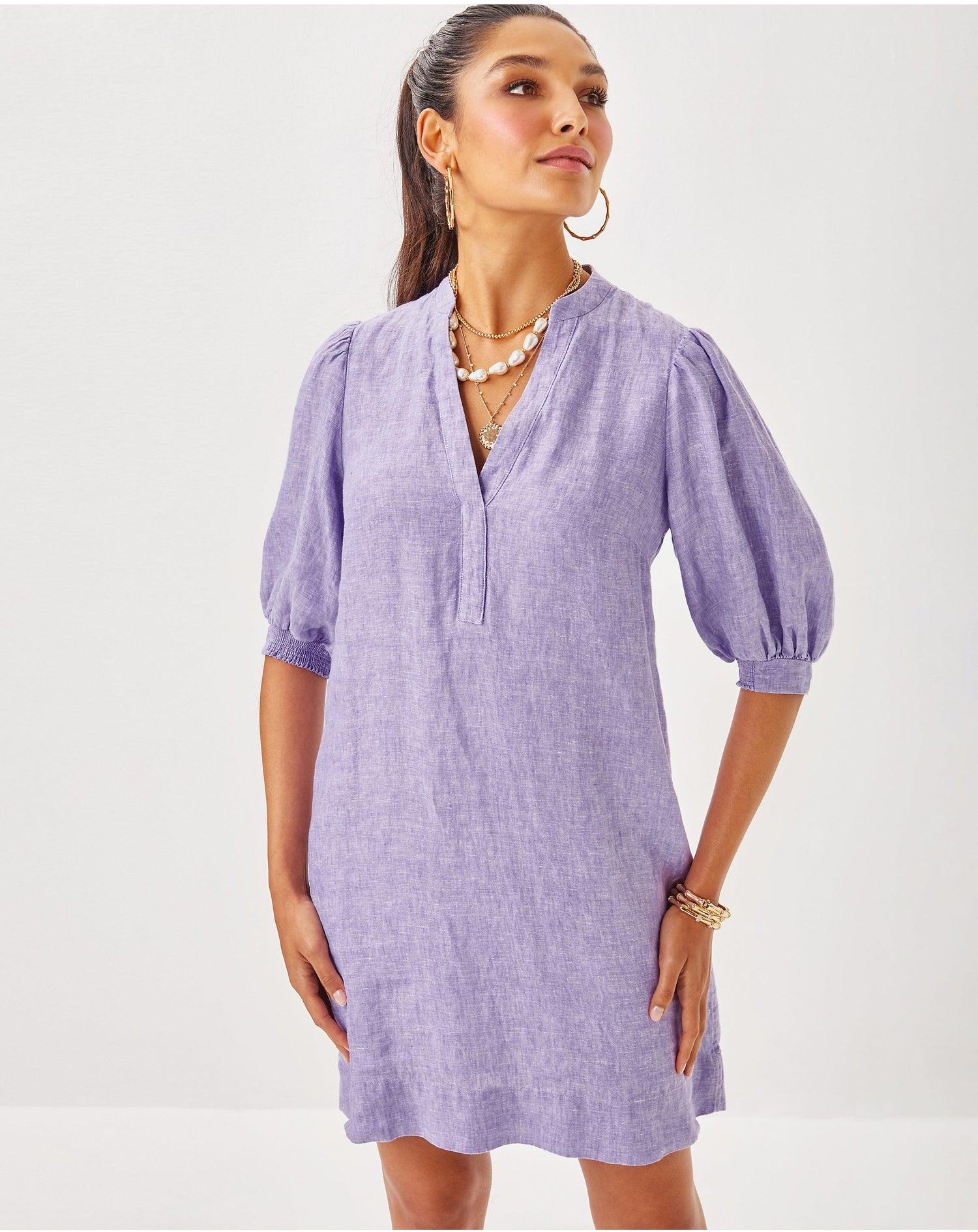 Lilly Pulitzer | Mialeigh Elbow Sleeve Linen Shift Dress