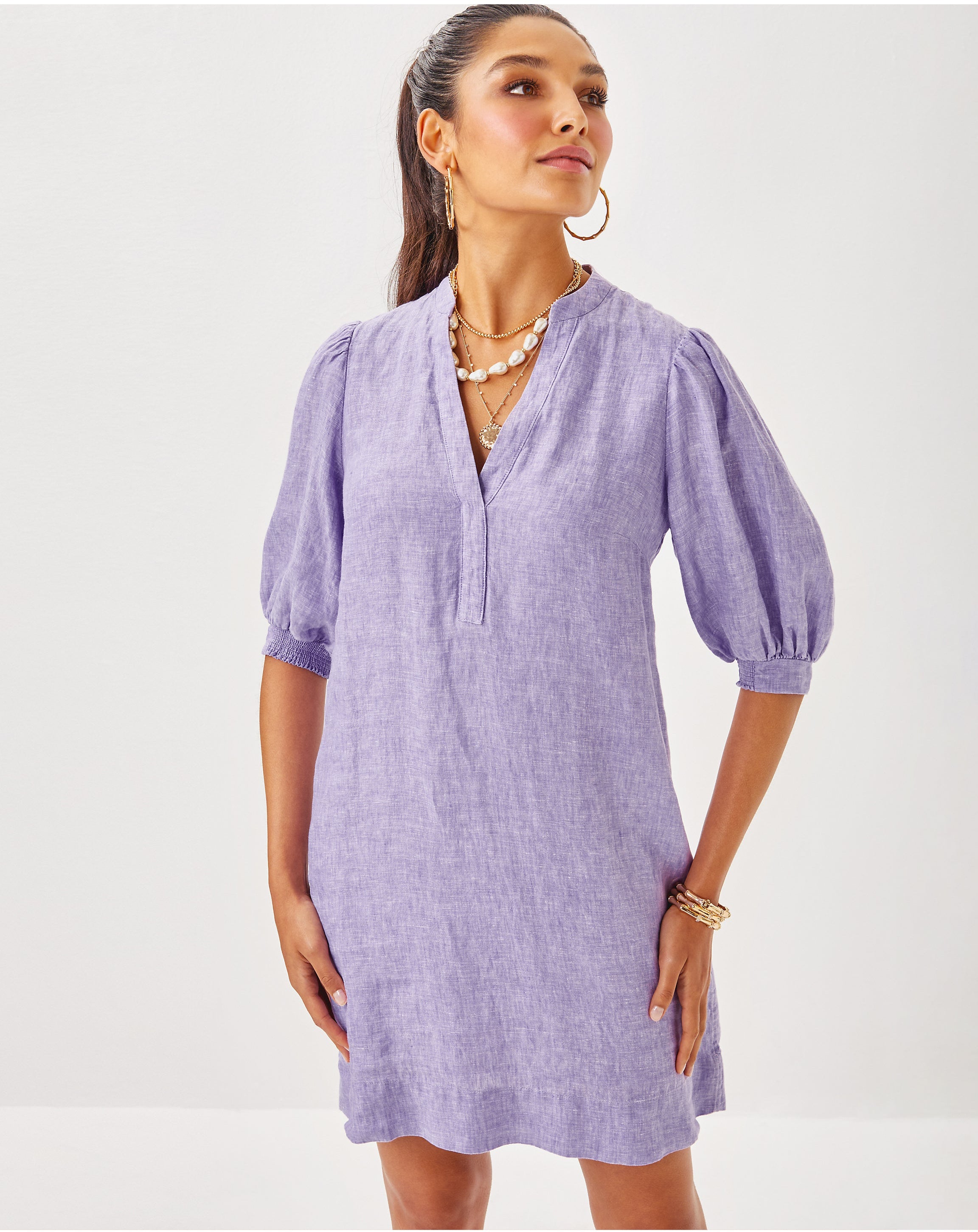 Lilly Pulitzer | Mialeigh Elbow Sleeve Linen Shift Dress