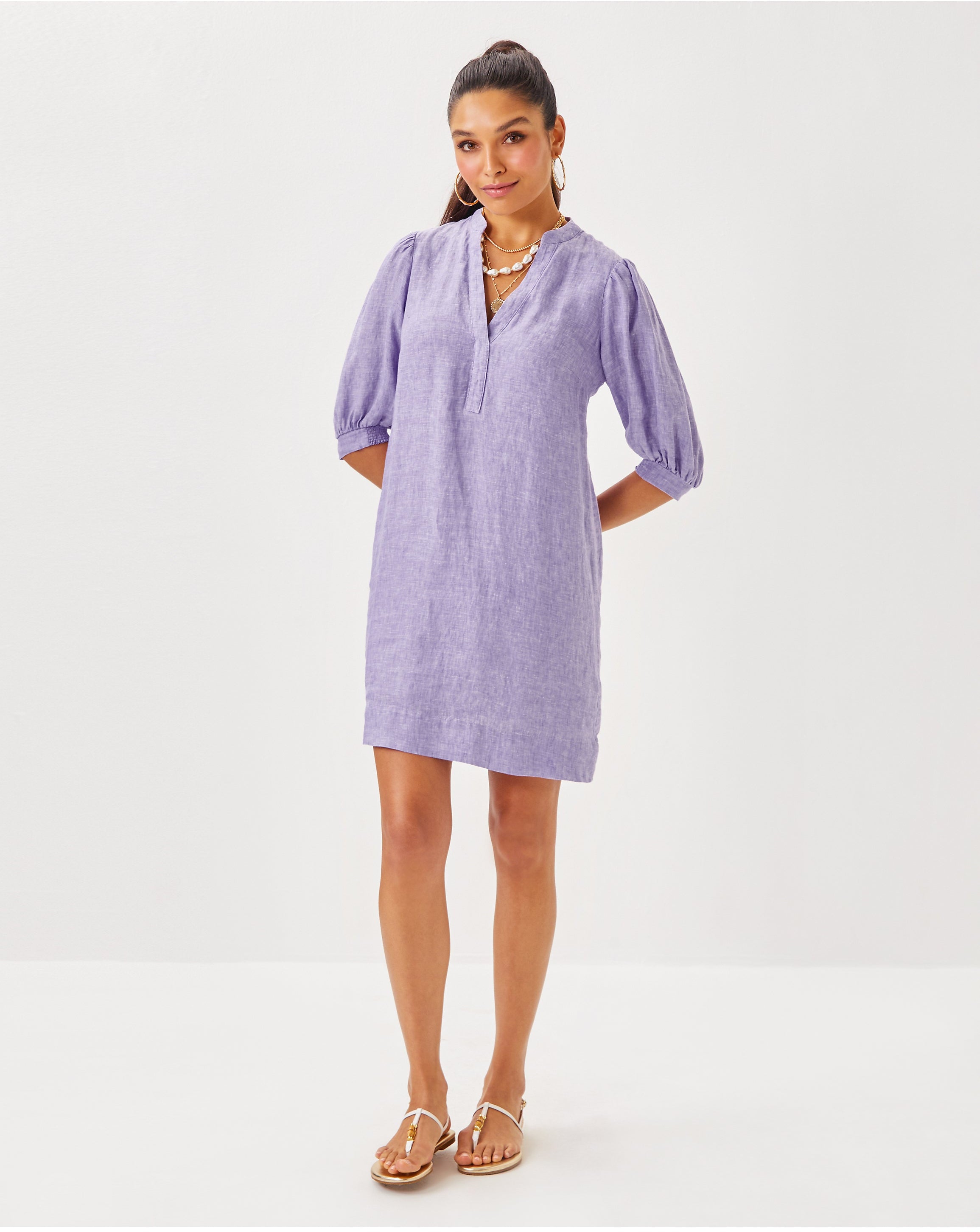 Lilly Pulitzer | Mialeigh Elbow Sleeve Linen Shift Dress