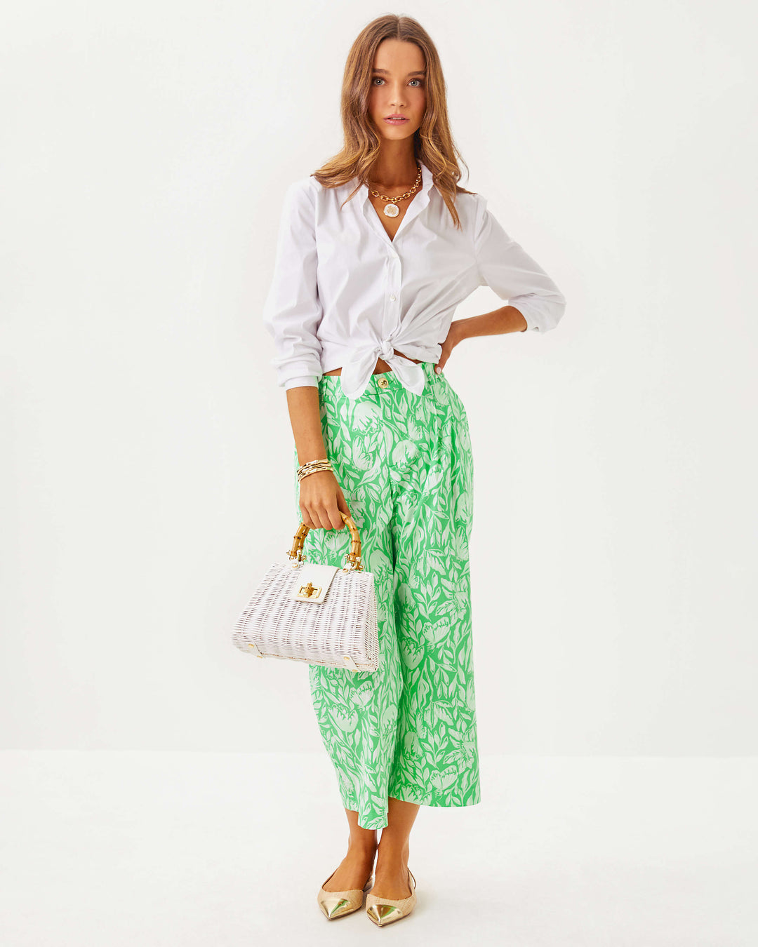 Lilly Pulitzer | 25&quot; Mandalay Wide Leg Crop Pant - Fauna Green Tulip To Tango