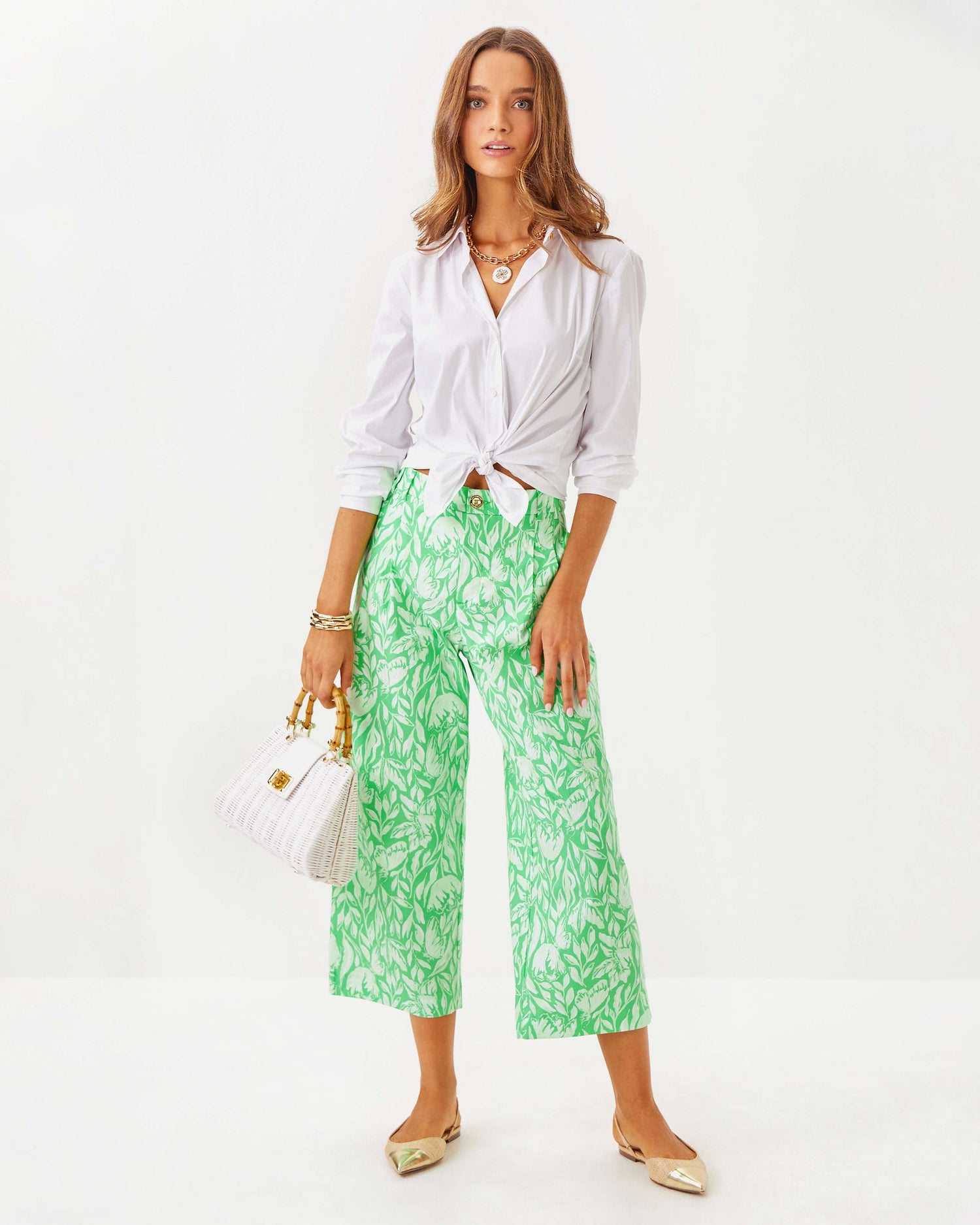 Lilly Pulitzer | 25&quot; Mandalay Wide Leg Crop Pant - Fauna Green Tulip To Tango